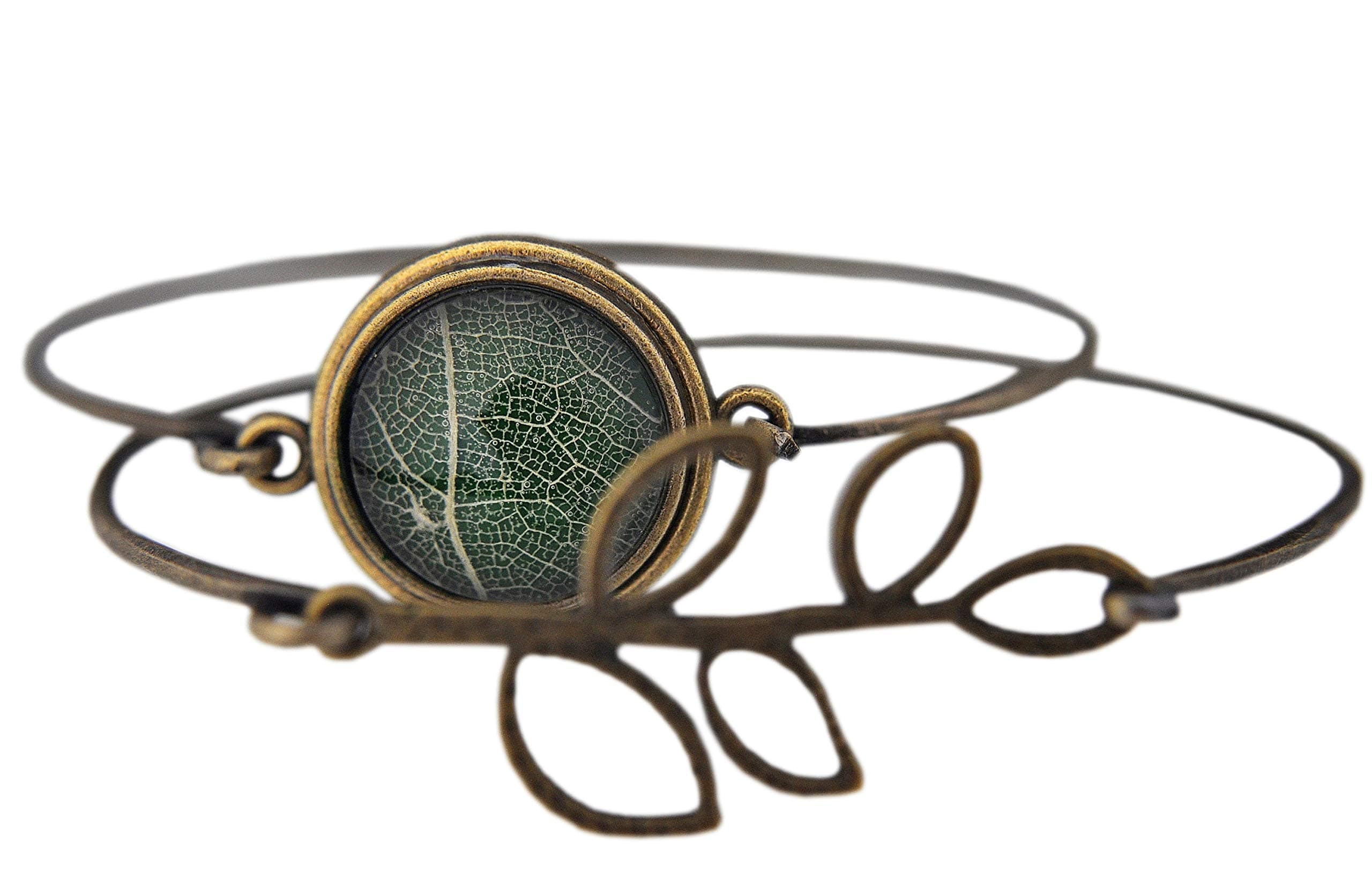 REAL LEAF 2 Bangle Bracelet - branch - Gifts for Her - Jewellery Gift - Handcrafted Gift - Handmade - Christmas - Birthday
