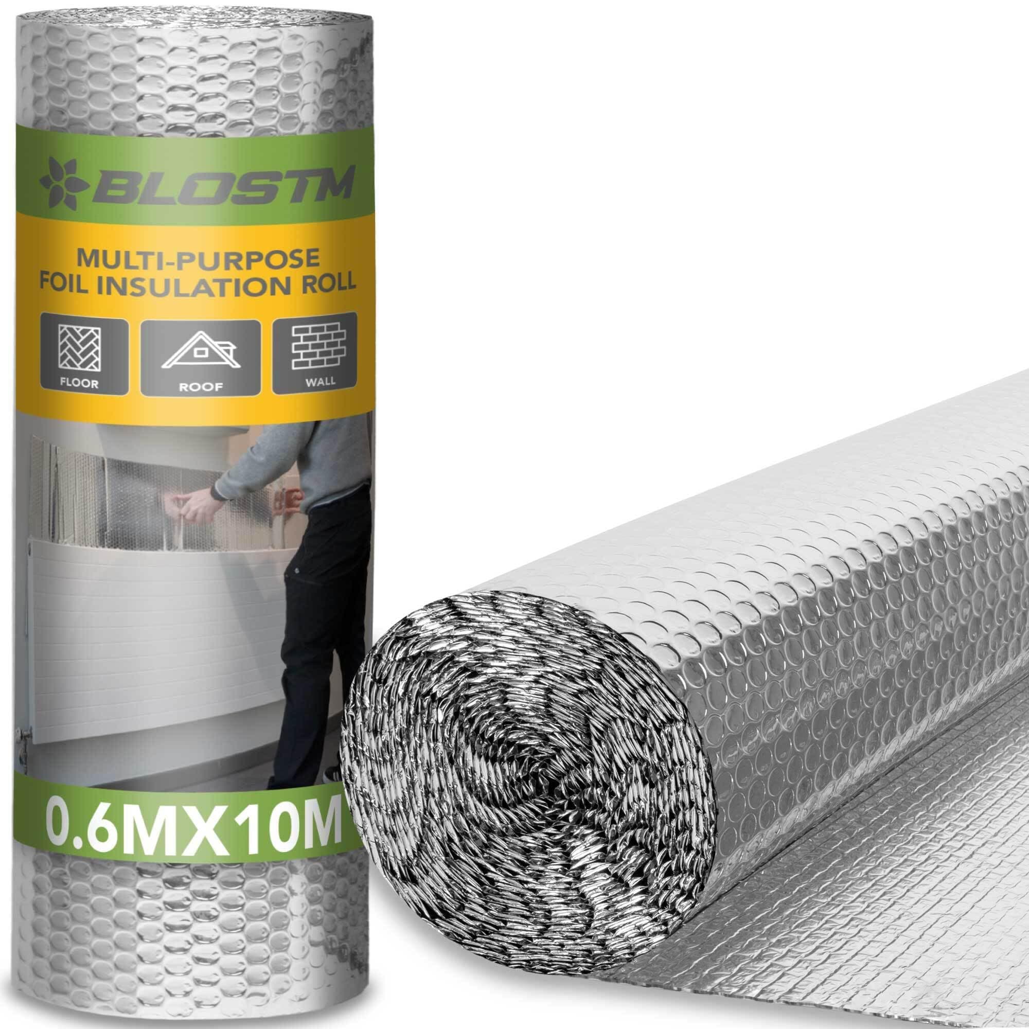 Foil Insulation Roll 10m x 60cm - Radiator Reflector Panels for Floor, Ceiling, Roof, Wall Insulation - 3-in-1 Reflective Foil Insulation Roll - Heat & Vapour Barrier Saves Energy & Money