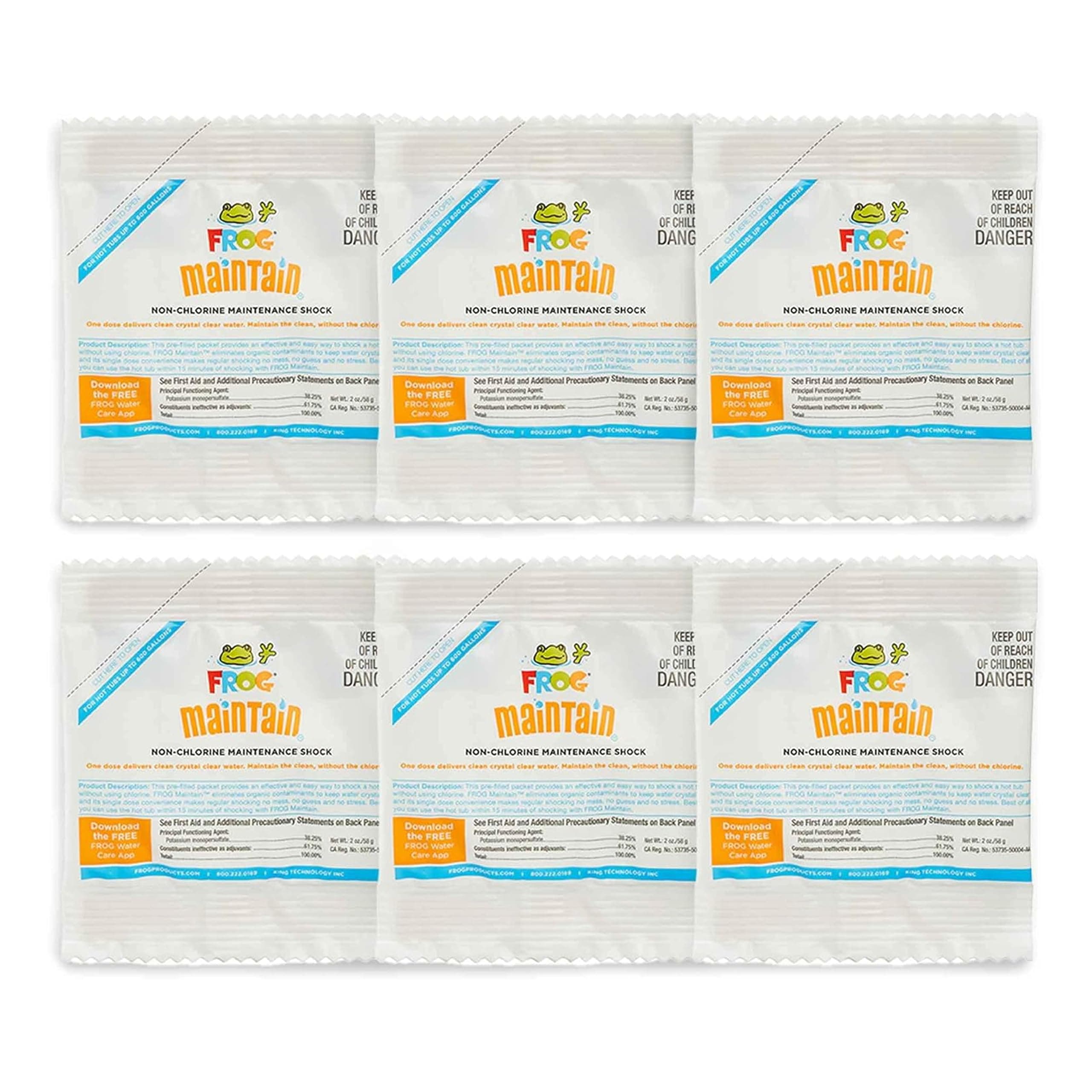 FROG Maintain Treatment for Hot Tubs, Quick and Easy Single Dose Treatment Packets, for use in Spas up to 600 Gallon, Pack of 6