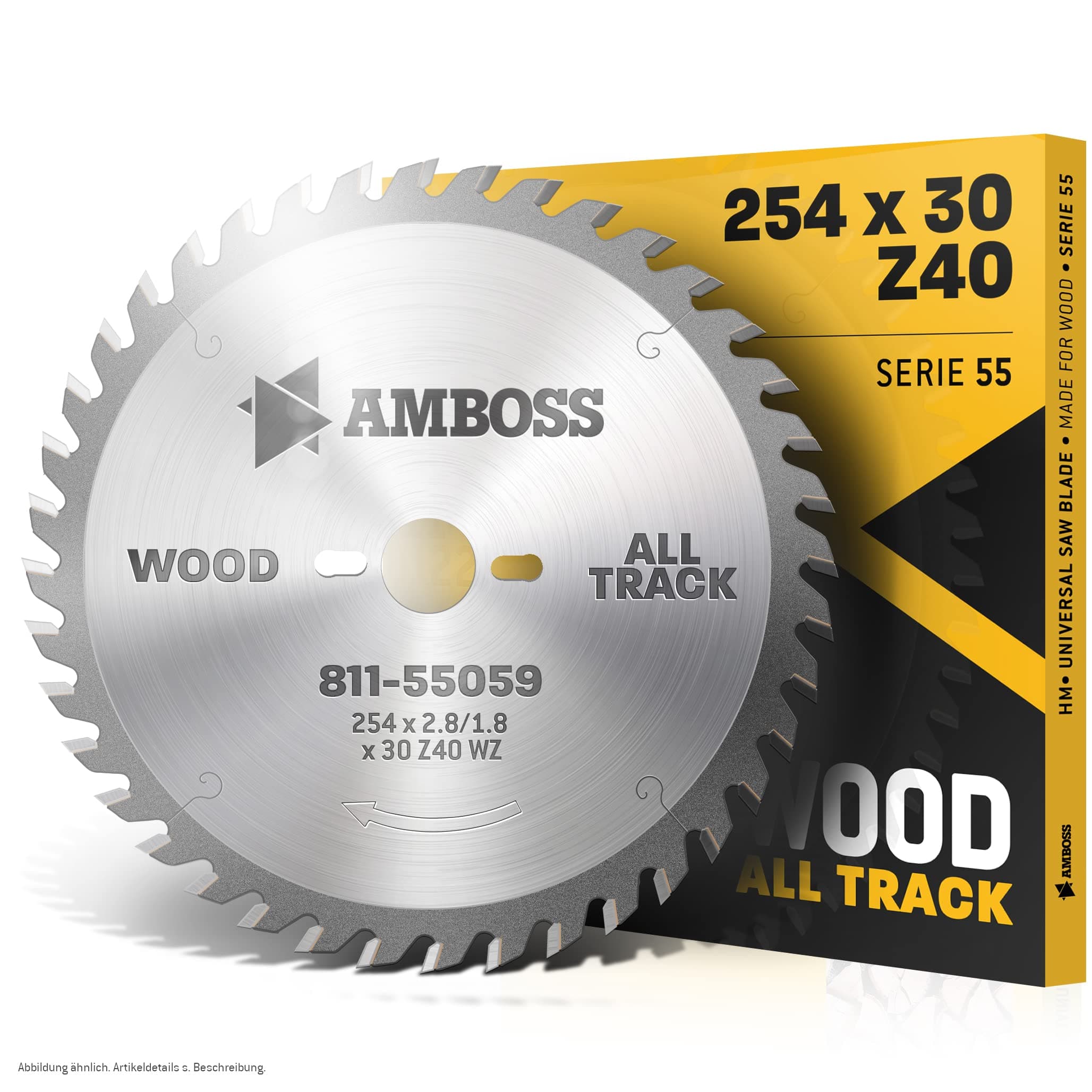 Amboss - HM Table Circular Saw Blade for Wood - Diameter 254 mm x 2.8 mm x 30 mm, Suitable for Bosch GTS 10 or Metabo TS254, Alternating Teeth