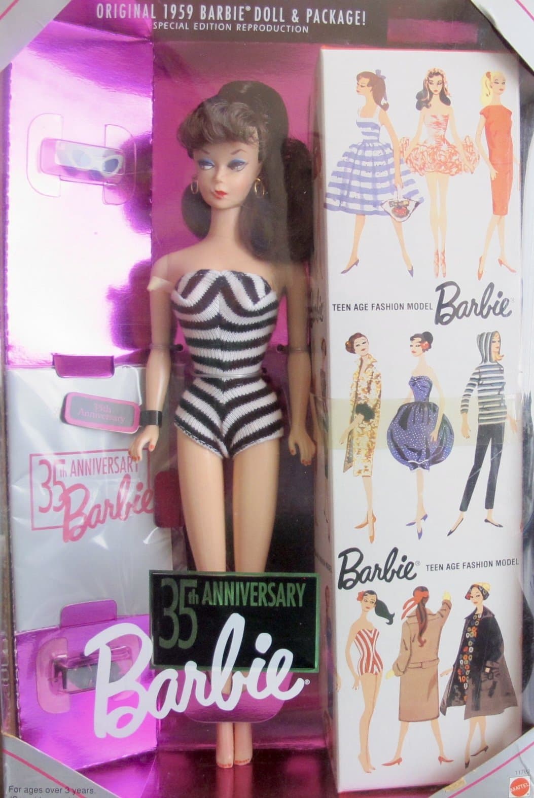 35th Anniversary Doll (Brunette Hair) Reproduction 1959 Doll & Package Special Edition (1993)