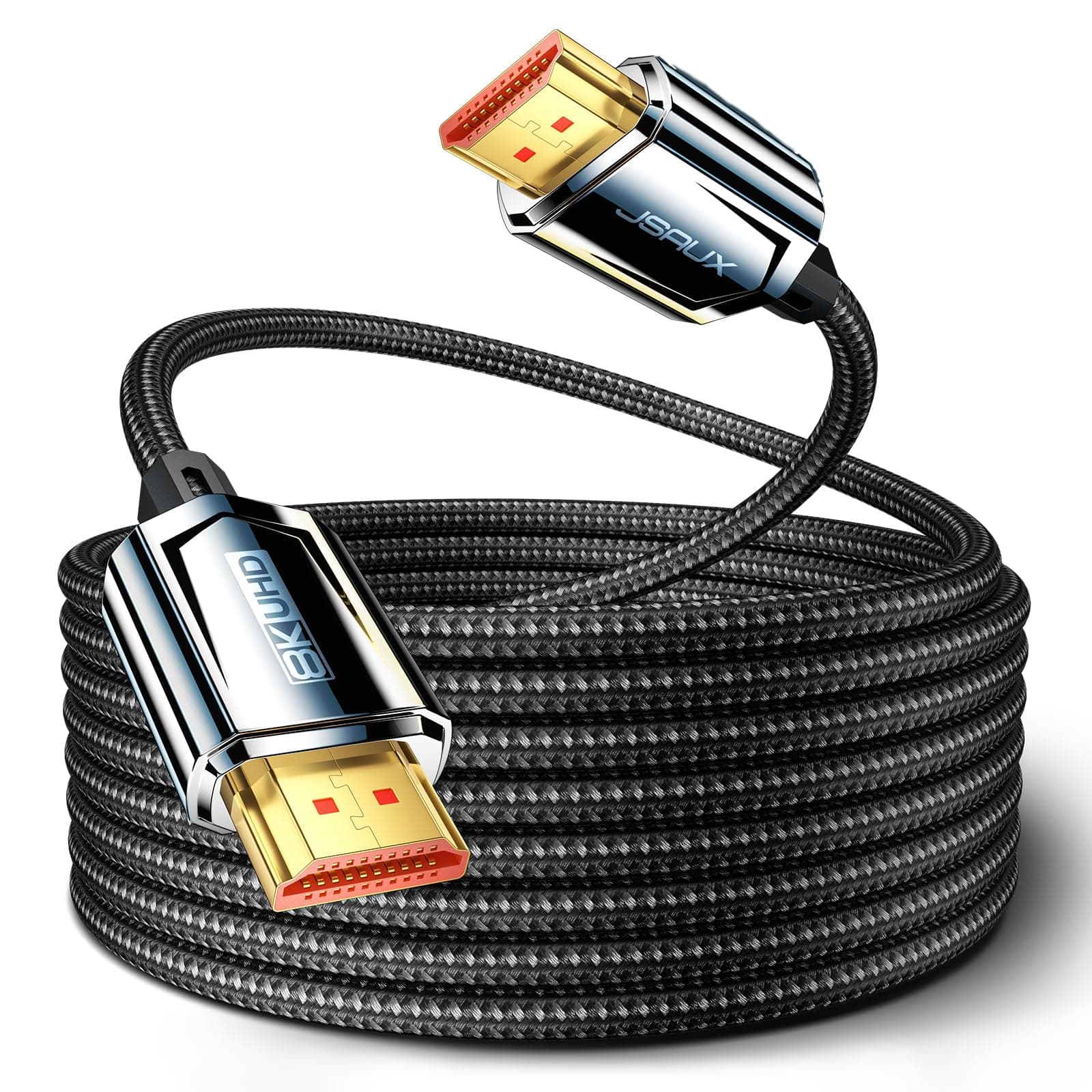 JSAUX 8K HDMI Cable 2.1 Cable 5M, 48Gbps Ultra High Speed Long HDMI Cable, (8K@60Hz 4K@120Hz 144Hz) HDMI Cord, eARC HDR10 HDCP 2.2 & 2.3 3D, Compatible with PS5/HDTV/Xbox/Roku TV/Monitor/Blu-ray