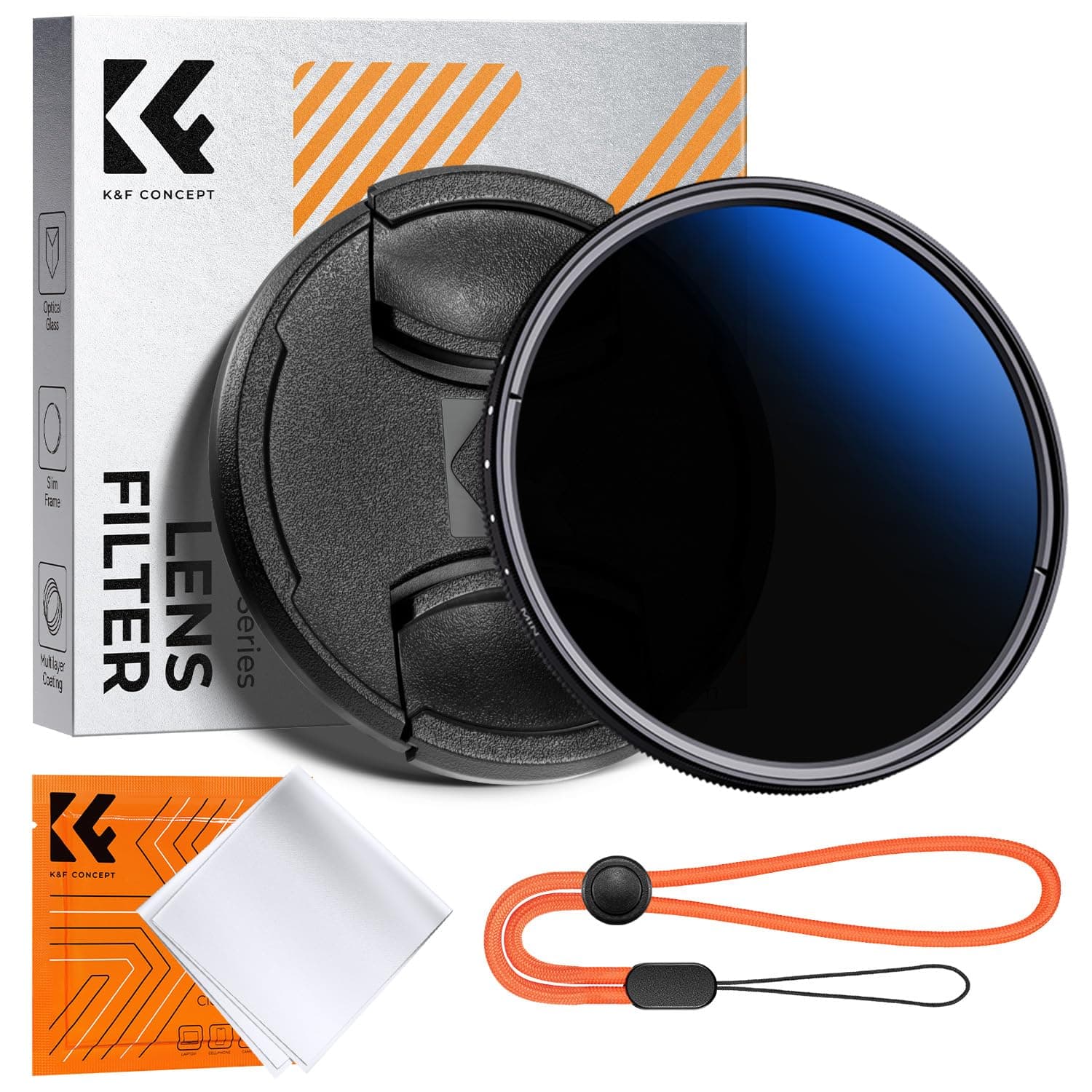 K&F Concept 58mm ND2-ND400 Lens Filter Ultra Slim with Lens Cap Cleaning Cloth Optical Glass 18 Multi-Layer Coatings Camera Lens ND Filter (K-Series)