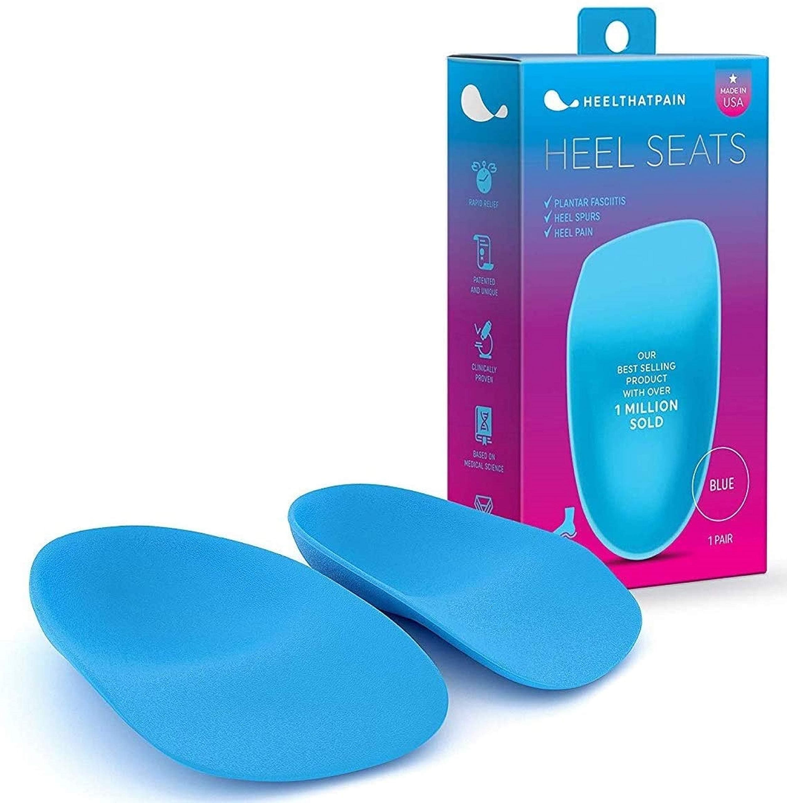 Heel That Pain Plantar Fasciitis Insoles | Heel Seats Foot Orthotic Inserts, Heel Cups for Heel Pain and Heel Spurs | Patented, Clinically Proven, 100% Guaranteed | Blue, Small (Women's 5-6)