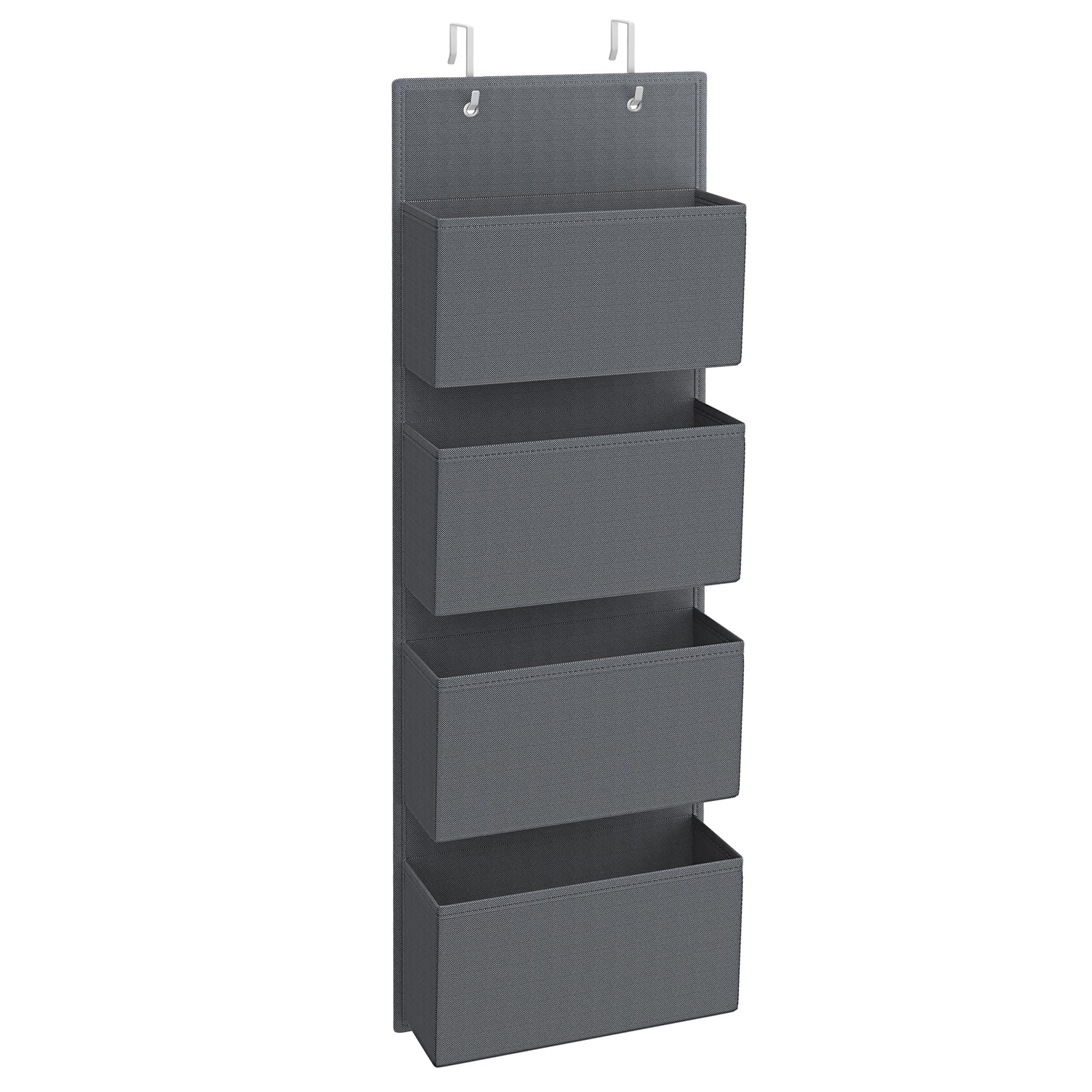 SONGMICS Over Door Storage Organiser, Wardrobe Storage Organiser, Behind Door Hanging Organiser, 4 Pockets, for Bedroom, Office, Pantry, Kitchen, 12 x 33.5 x 100 cm, Slate Grey RDH04G