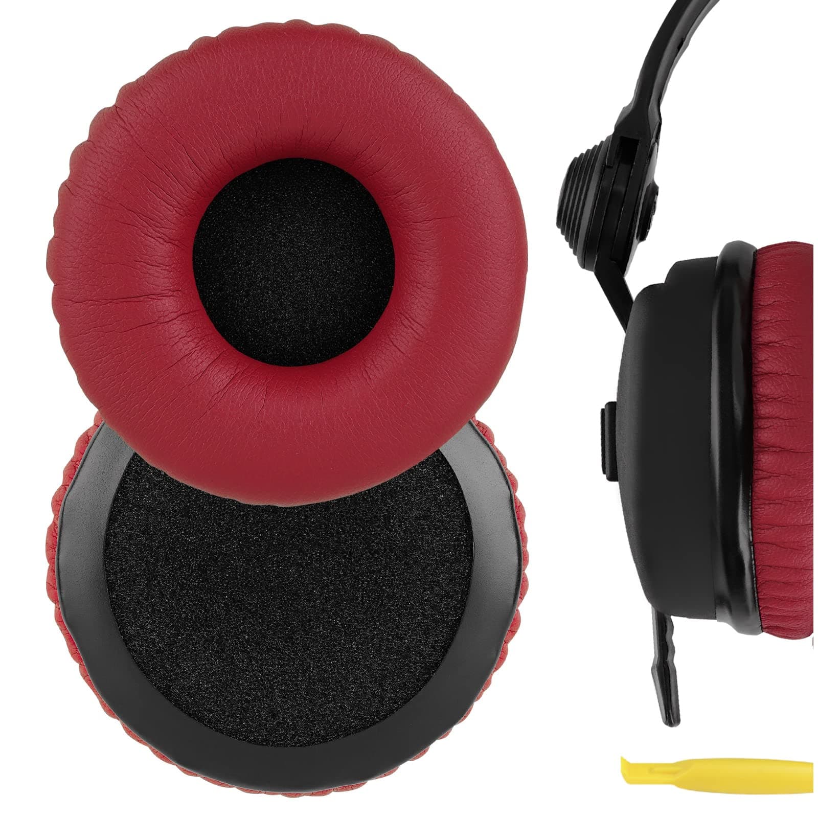 Geekria Replacement Ear Pads Compatible with Sennheiser HD 25/ 25SP/ 25Lite/ 25Plus/ 25Limited 75th Anniversary Edition Headphones, Ear Cushions with Video Guide (Red)