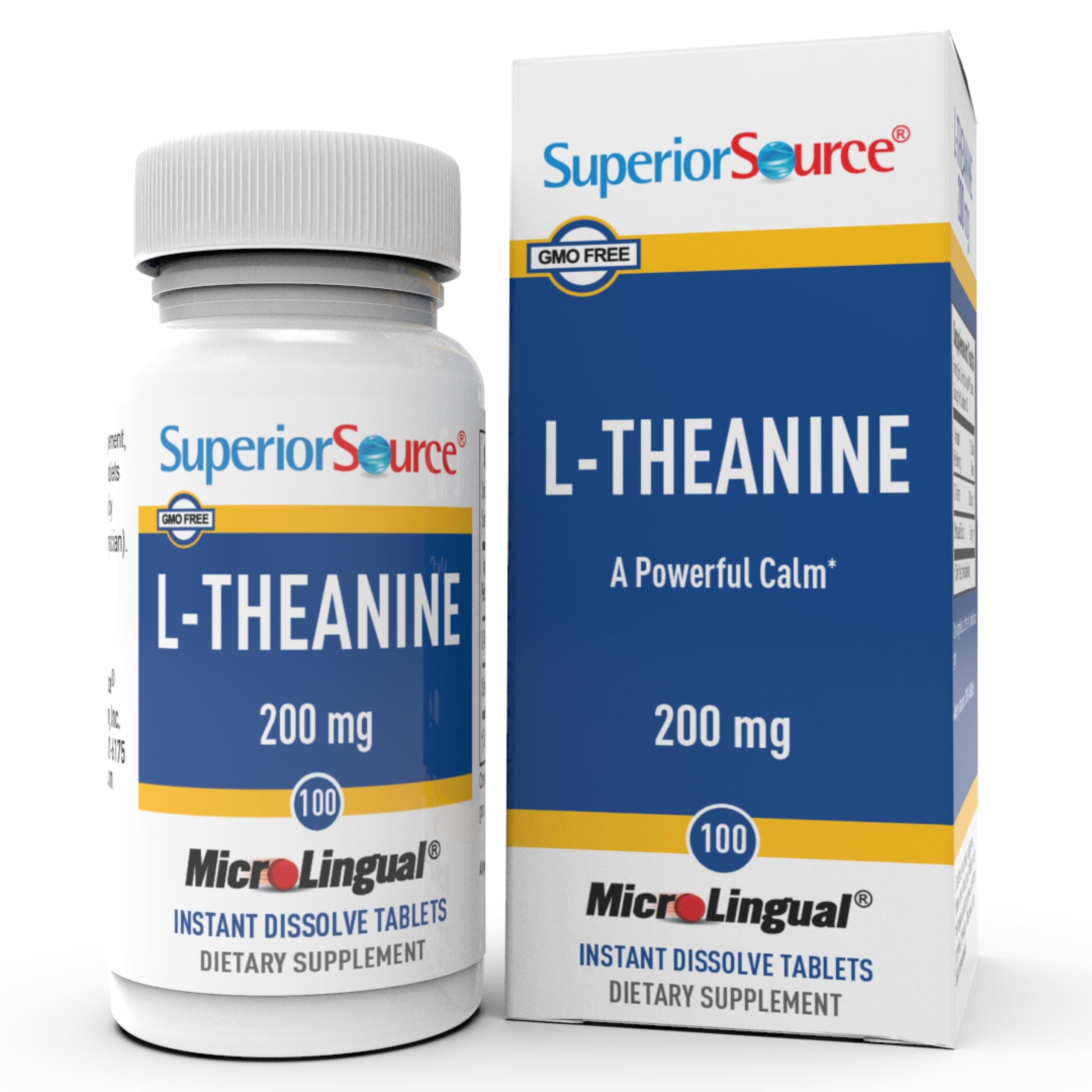 Superior Source L-Theanine 200 mg - Brain Health Support Supplement for Adults - Supplement Formula Helps Better Sleep & Daily Energy - Supports Concentration Naturally - 100 Instant Dissolve Tablets