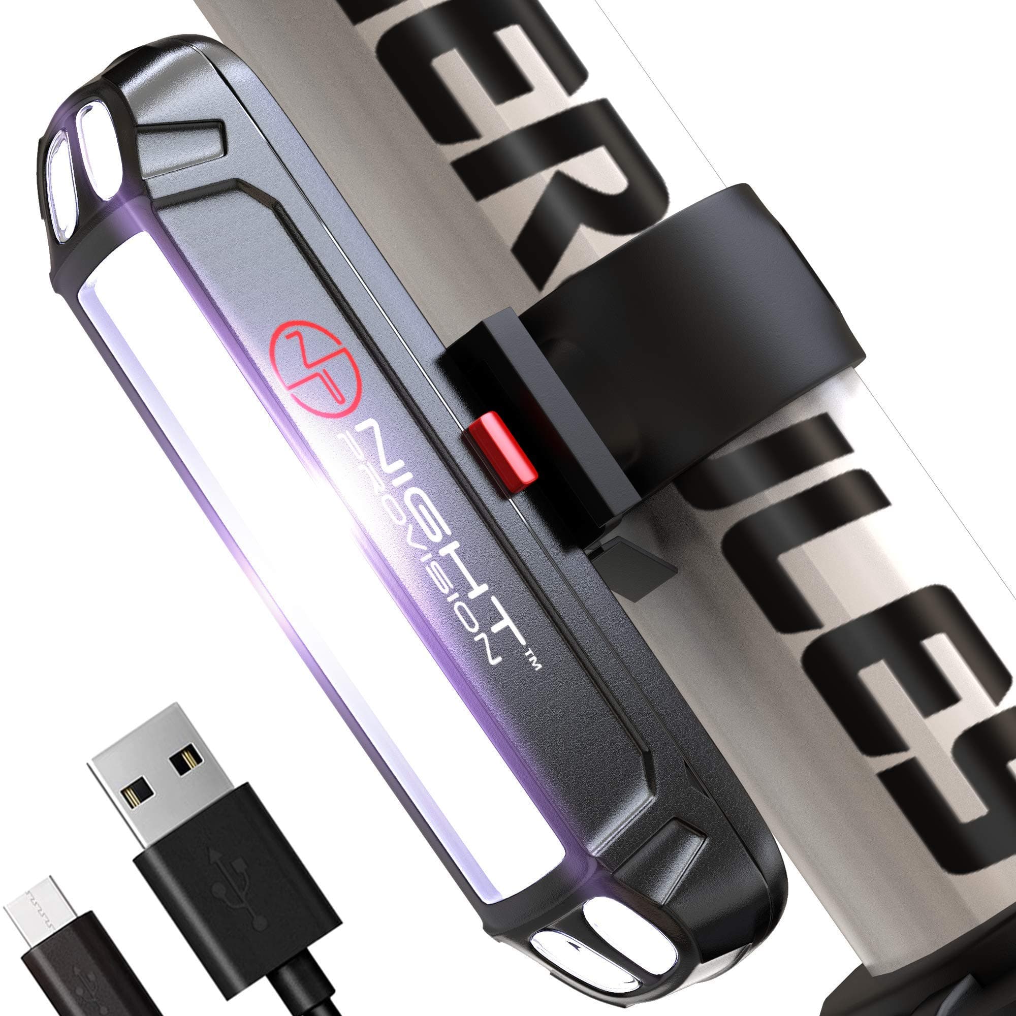 LINE-120 Front & Rear Bike or Skateboard Lights – USB Rechargeable LED Headlight & Taillight Set – Accessories for Bicycle, Longboard & Skateboard Safety