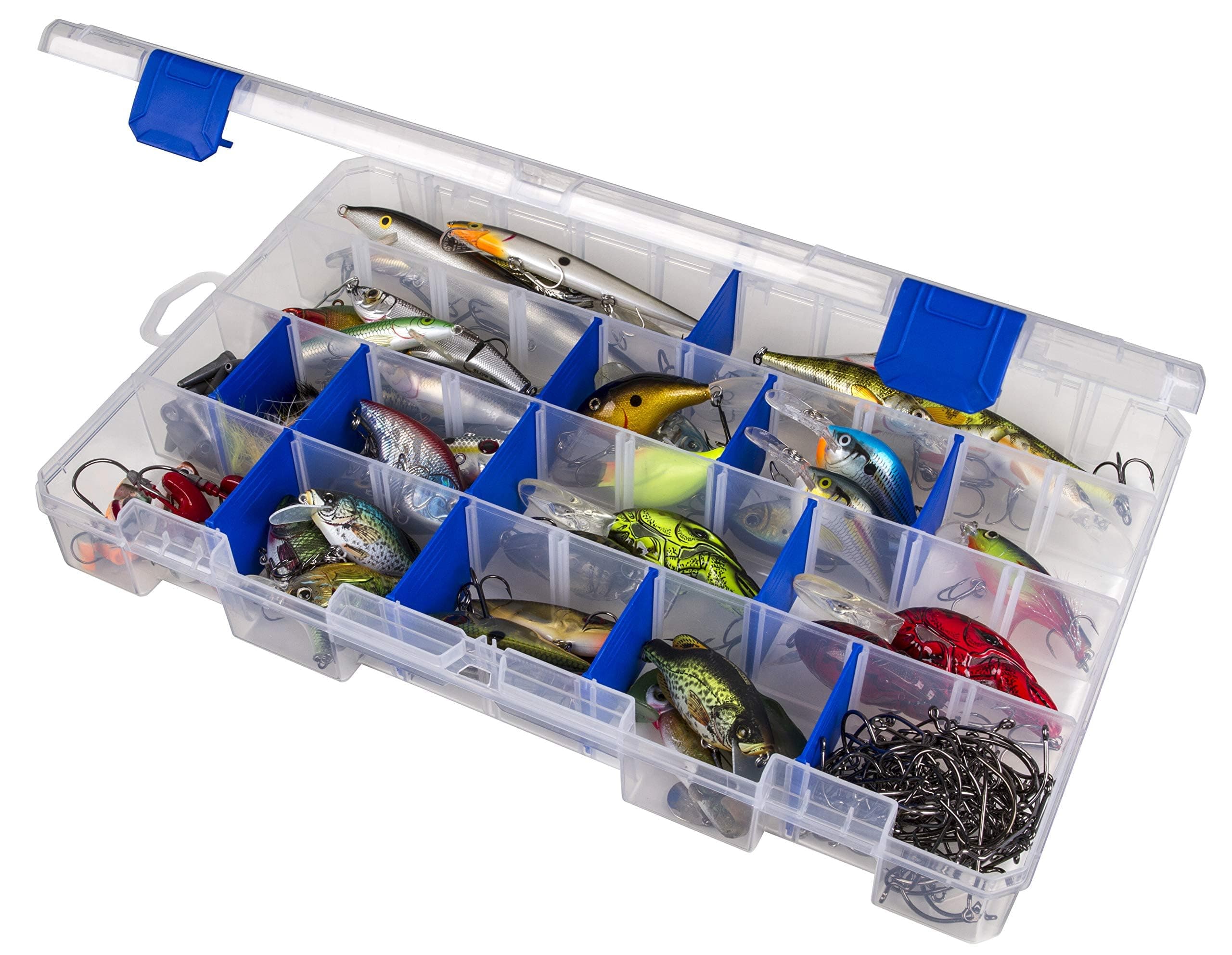 Outdoors 5007 Tuff Tainer Fishing Tackle Box with Zerust Anti-Rust Dividers - Includes 18 Dividers, 36 Compartments, Clear Fishing Lure Organizer - 14.25" x 9.125" x 2"
