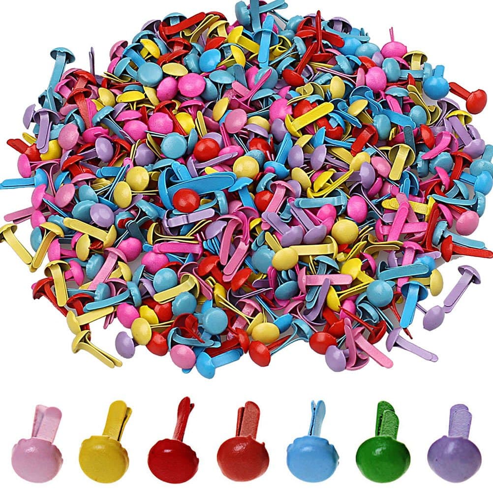 500 Pieces Mini Brads, Wowot 5mm Multicolor Round Brad, Paper Craft Stamping Scrapbooking DIY Tool(Random)