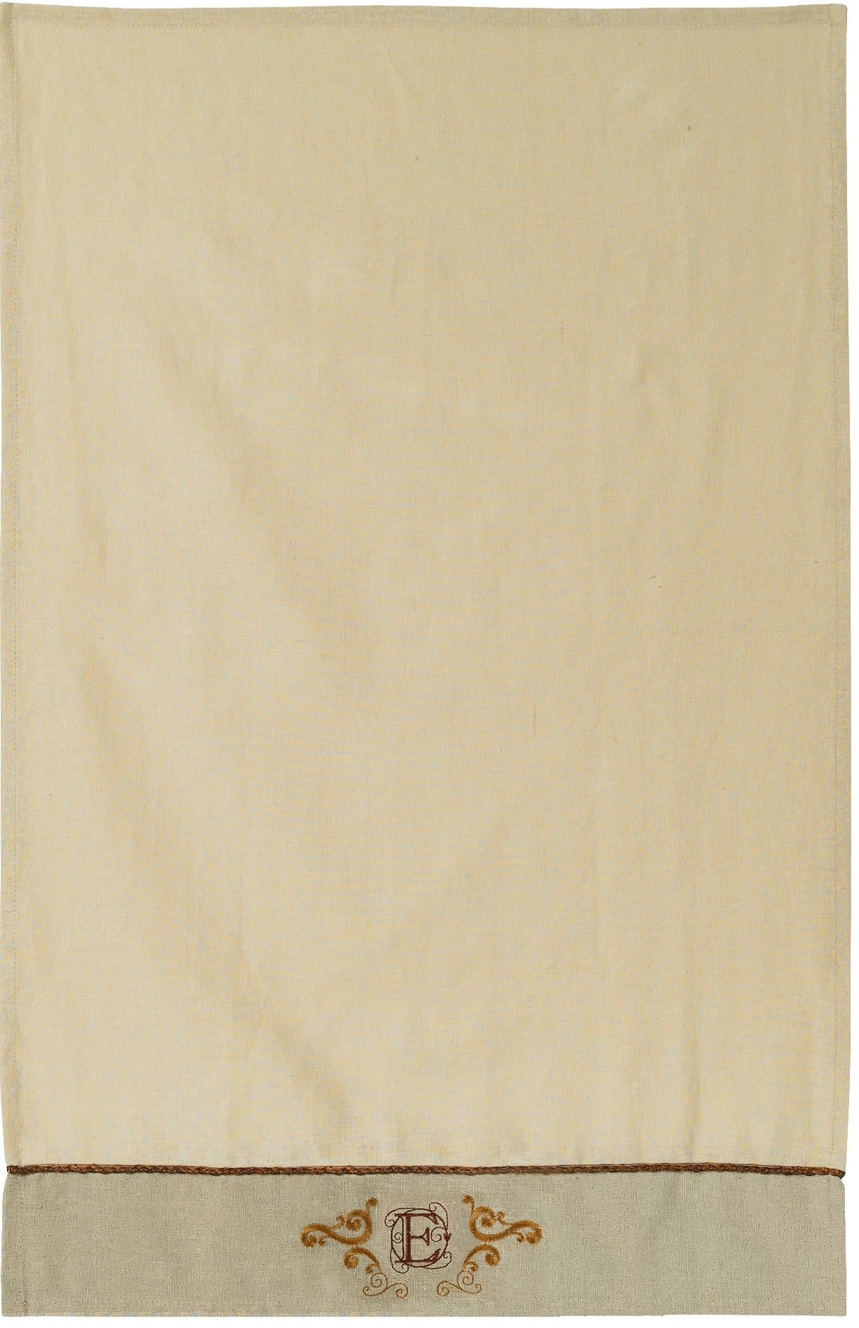 Grasslands Road Cucina Monogram Letter Initial E Embroidered Scrollwork Tea Towels, Set of 2