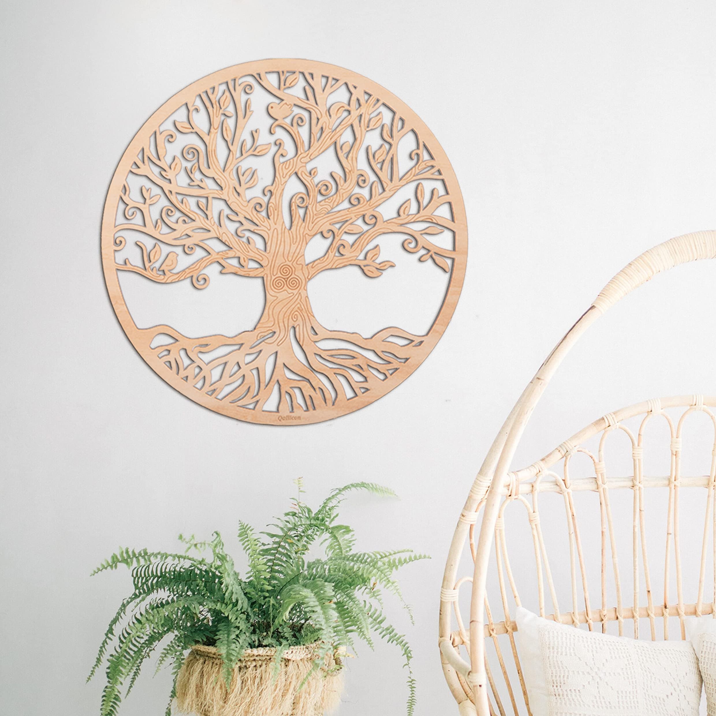 Qallicon 11.5'' Tree of Life Wall Decor Sacred Geometry Wall Art, Crystal Grid Chakra Wooden Wall Art Yoga Wall Art Decor Meditation Altar Decor Zen Wall Decor Spiritual Gifts