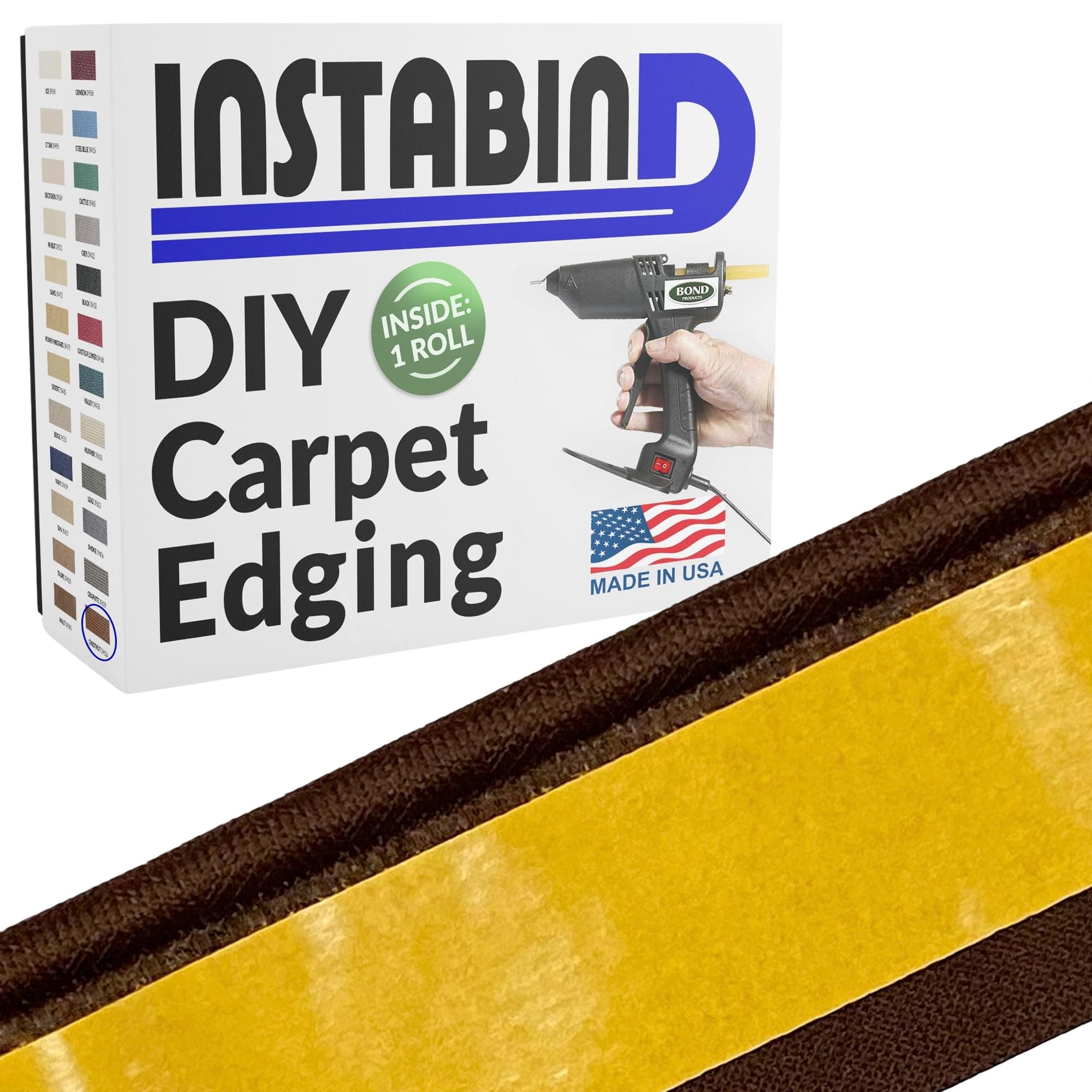 Instabind Carpet Binding - Regular Style, Rug Binding for Area Rugs, Durable Hold, DIY Carpet Finish Edge - Maroon Color, 55' Roll
