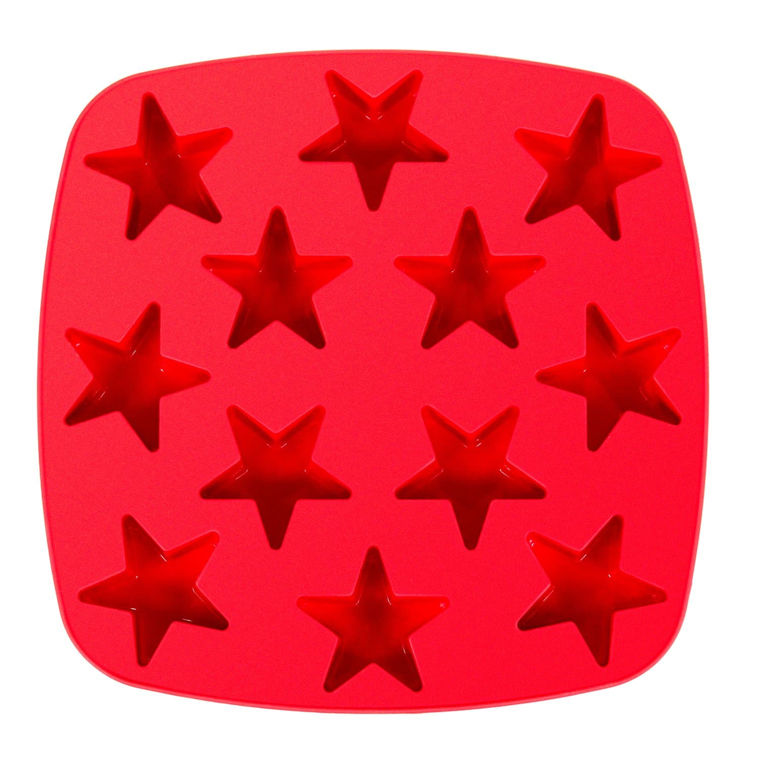 Kitchen Haven Silicone Candy Molds and Ice Cube Tray Star Shaped, 12-cavity, Red