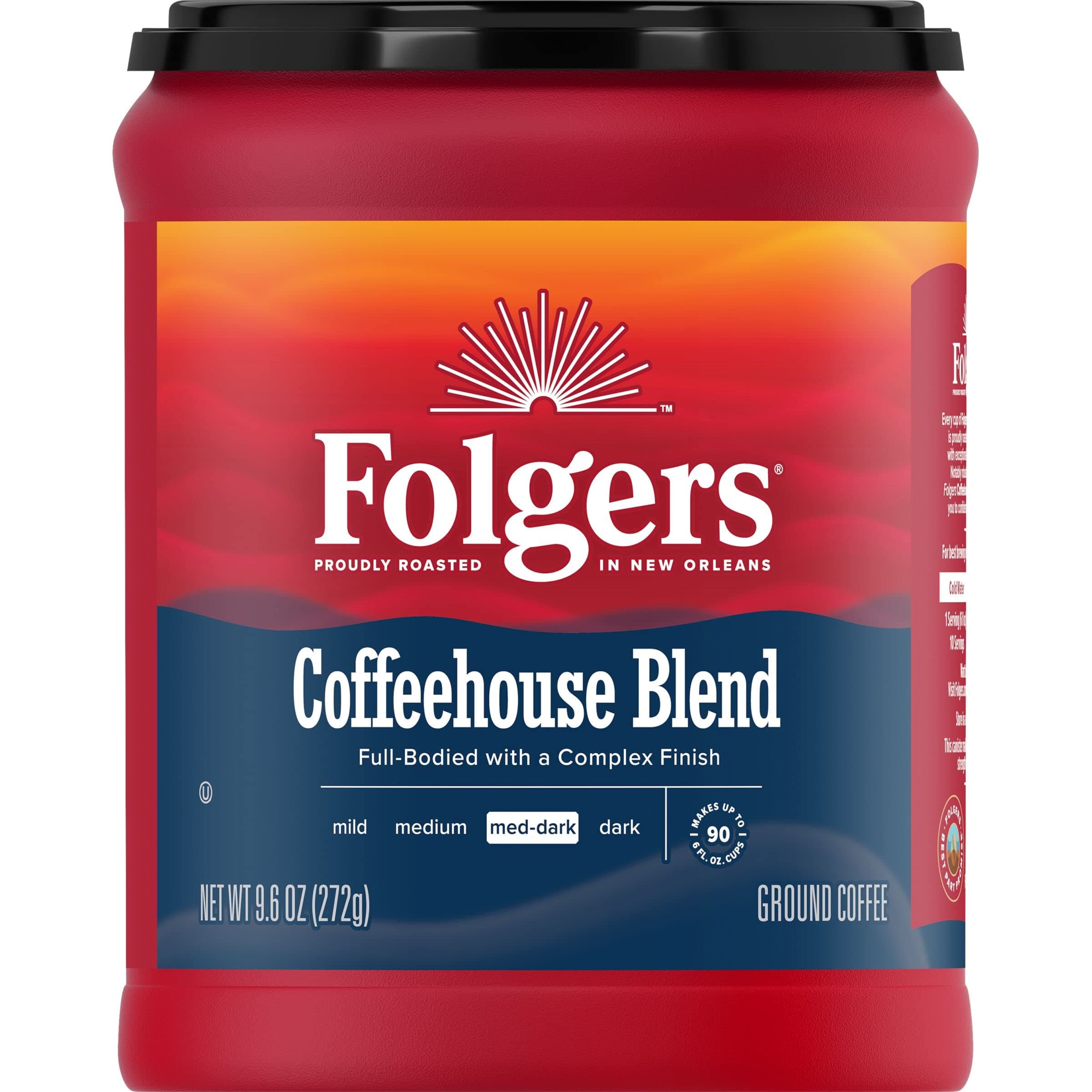 Coffeehouse Blend Ground Coffee, Medium-Dark Roast, 9.6 Ounces