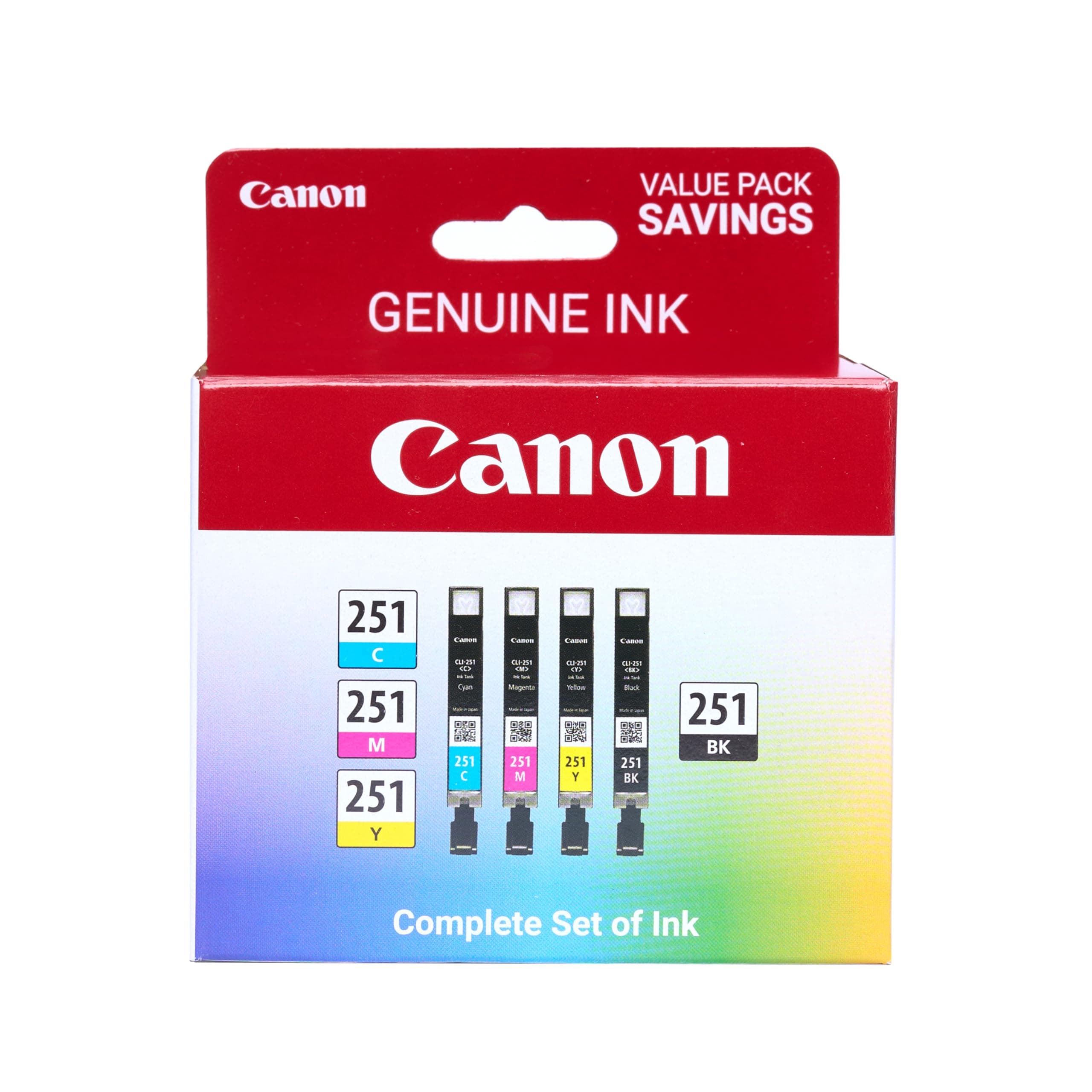 Canon CLI-251 BK/CMY 4 PK Value Pack Ink for Canon Inkjet Printers