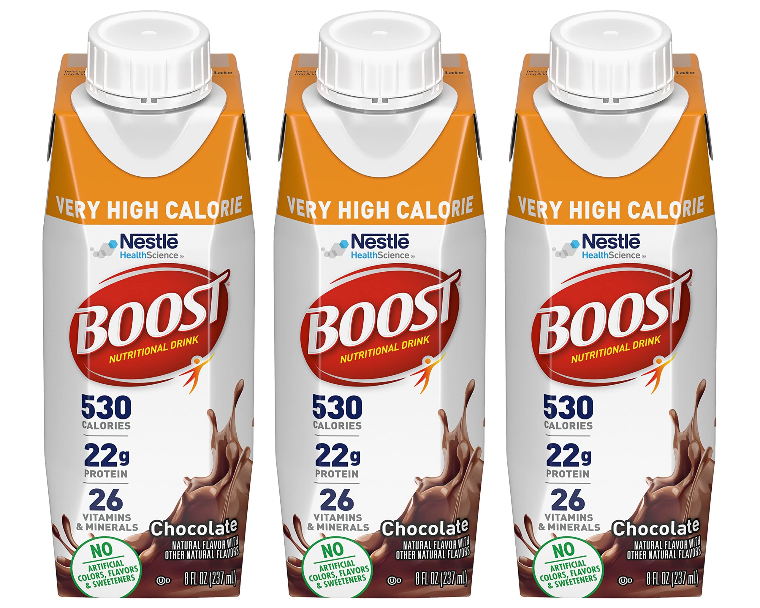 Very High Calorie Nutritional Drink Very Vanilla, Made with Natural Chocolate Flavor & No Artificial Flavors, Colors & Sweeteners, 8 FL OZ (Pack of 3)