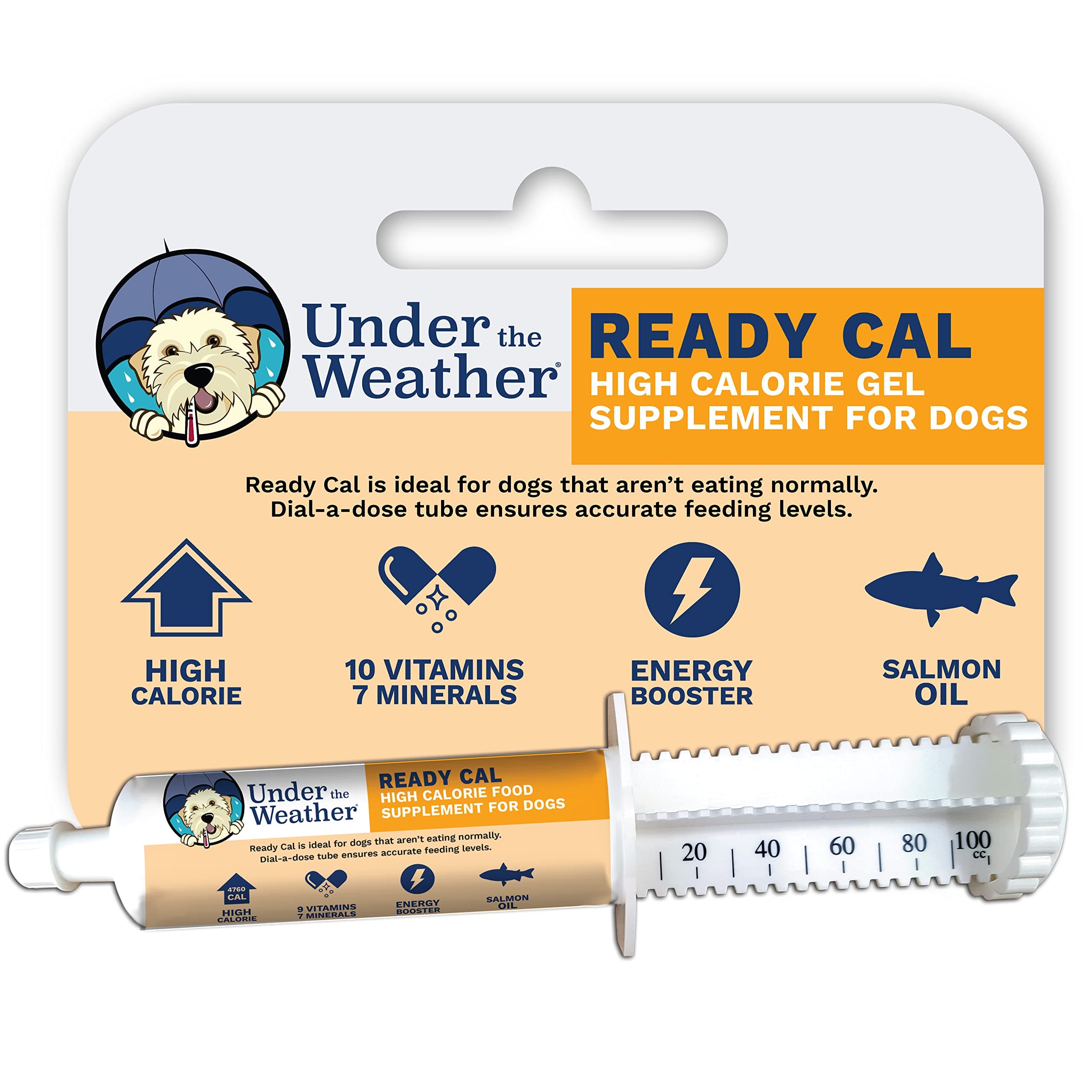 Under the Weather Pet | Ready Cal for Dogs 100cc | High Calorie Supplement | Weight Gainer and High Calorie Booster | 10 Vitamins, 7 Minerals & Omega Fatty Acids