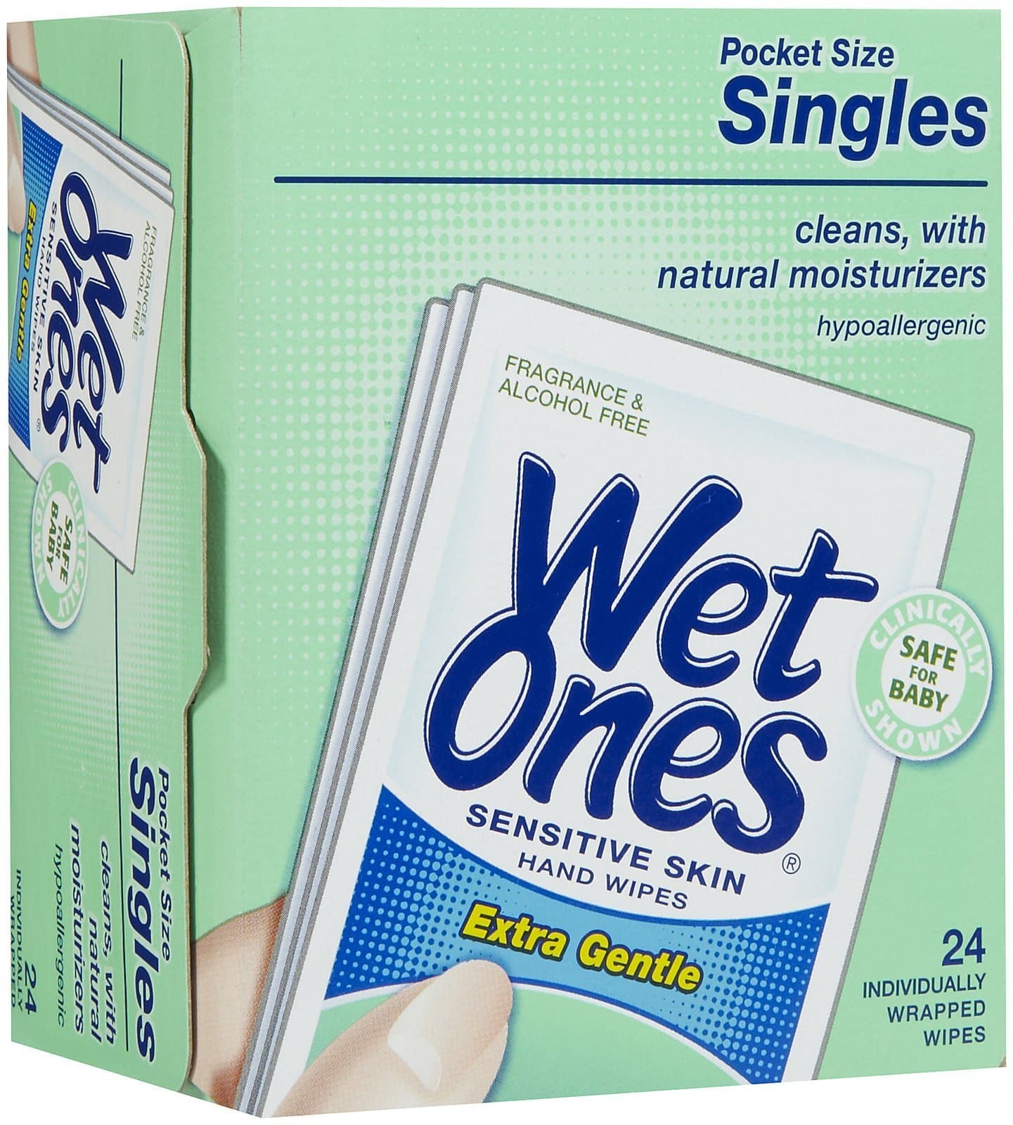 Wet Ones Singles Sensitive Skin Individually Wrapped Hand Moist Wipes -24ct