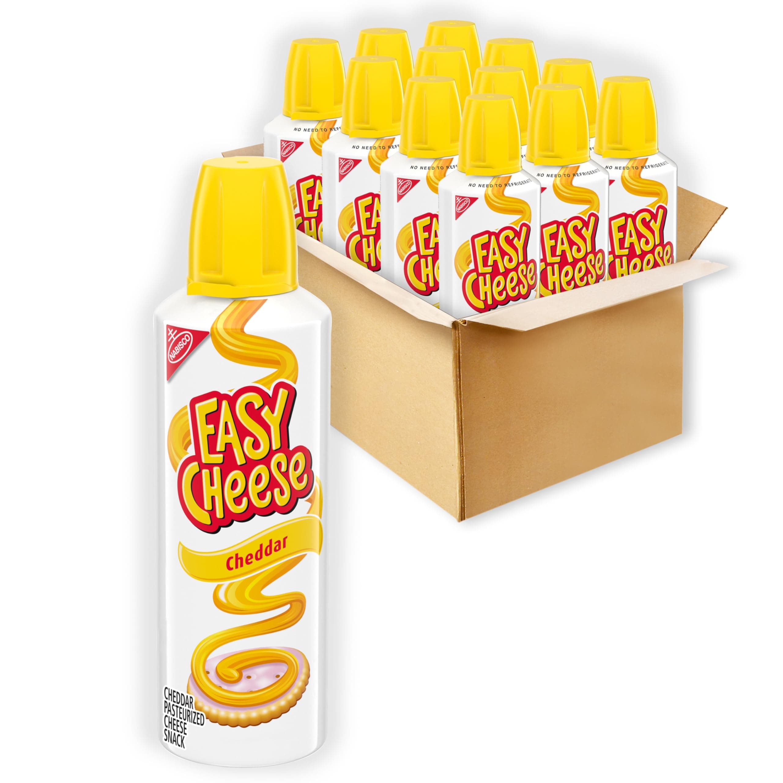 EASY CHEESE Cheddar Cheese Snack, 12 - 8 oz Cans