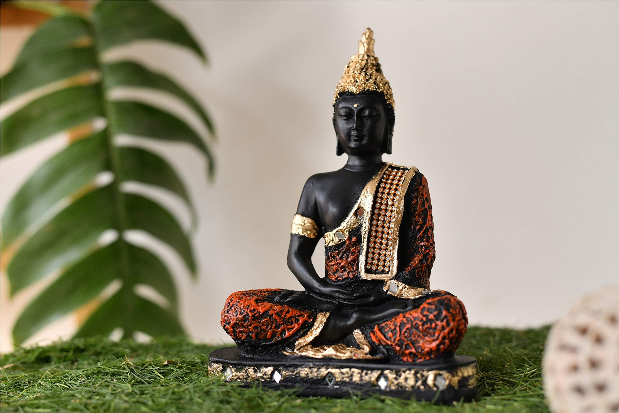 Art Vastu Fangshui Religious Meditating Sitting Lord Buddha Idol Statue Showpiece- Black and Copper by Fashion Bizz