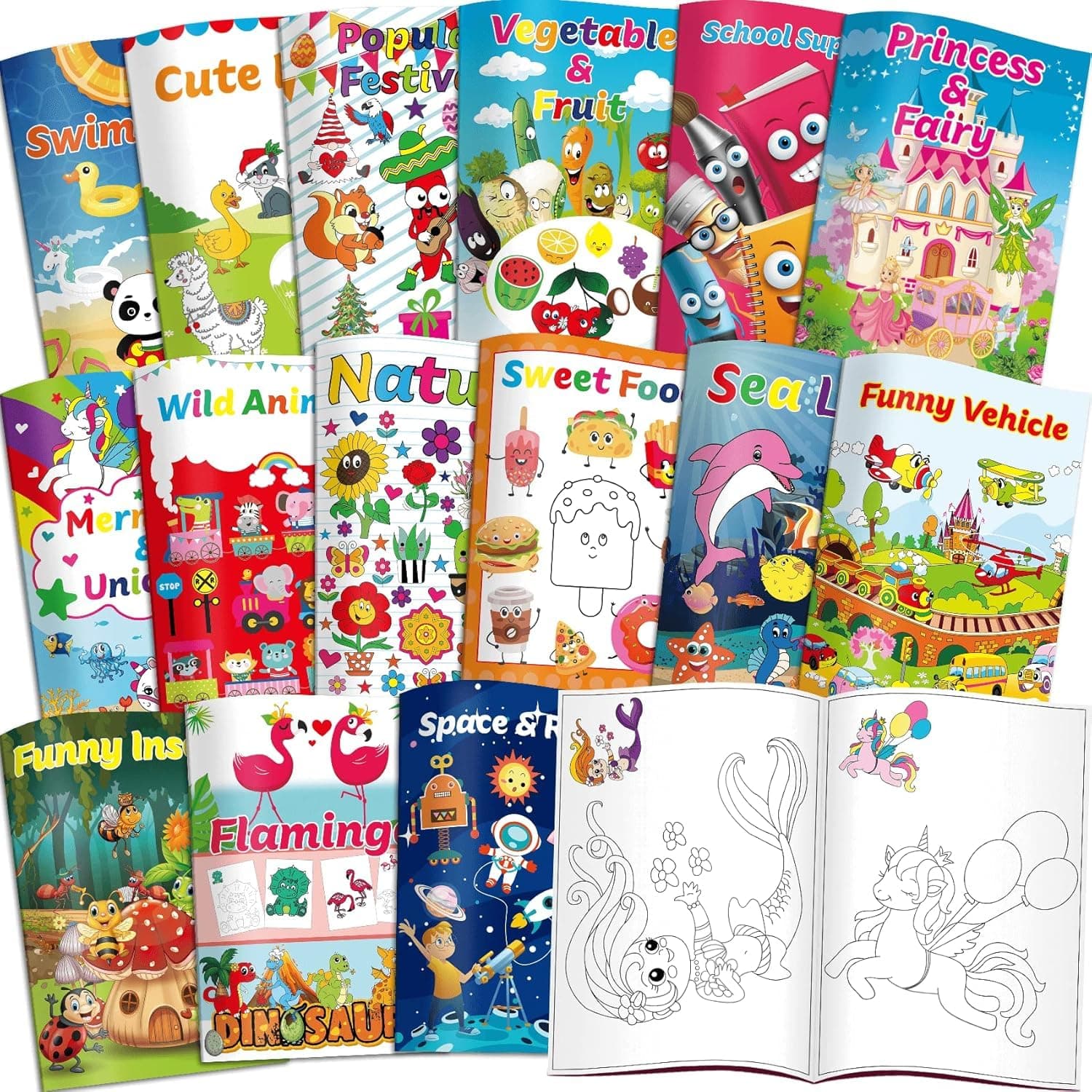 – 15 Pack Colouring Books for Children(21.6x15cm),Kids Colouring Books Set for Party Bags ages 4-8, Kids Activity Book Packs for Travel Plane