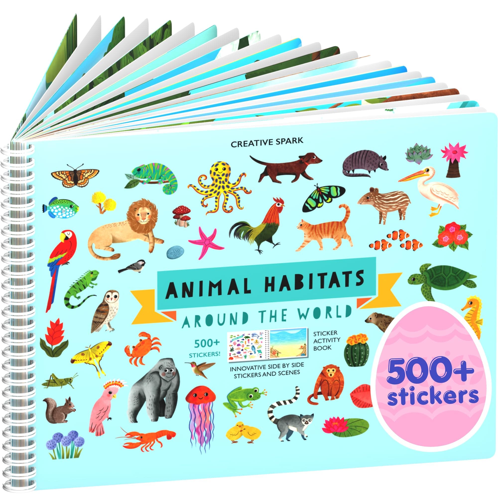 - Animals Habitat 500+ Kids Sticker Book by Cupkin Toddler Airplane Travel Activity Coloring and Sticker Book, Easter Basket Stuffer, 12 Coloring Pages + 12 Scenes for Children's of 2-8 Years