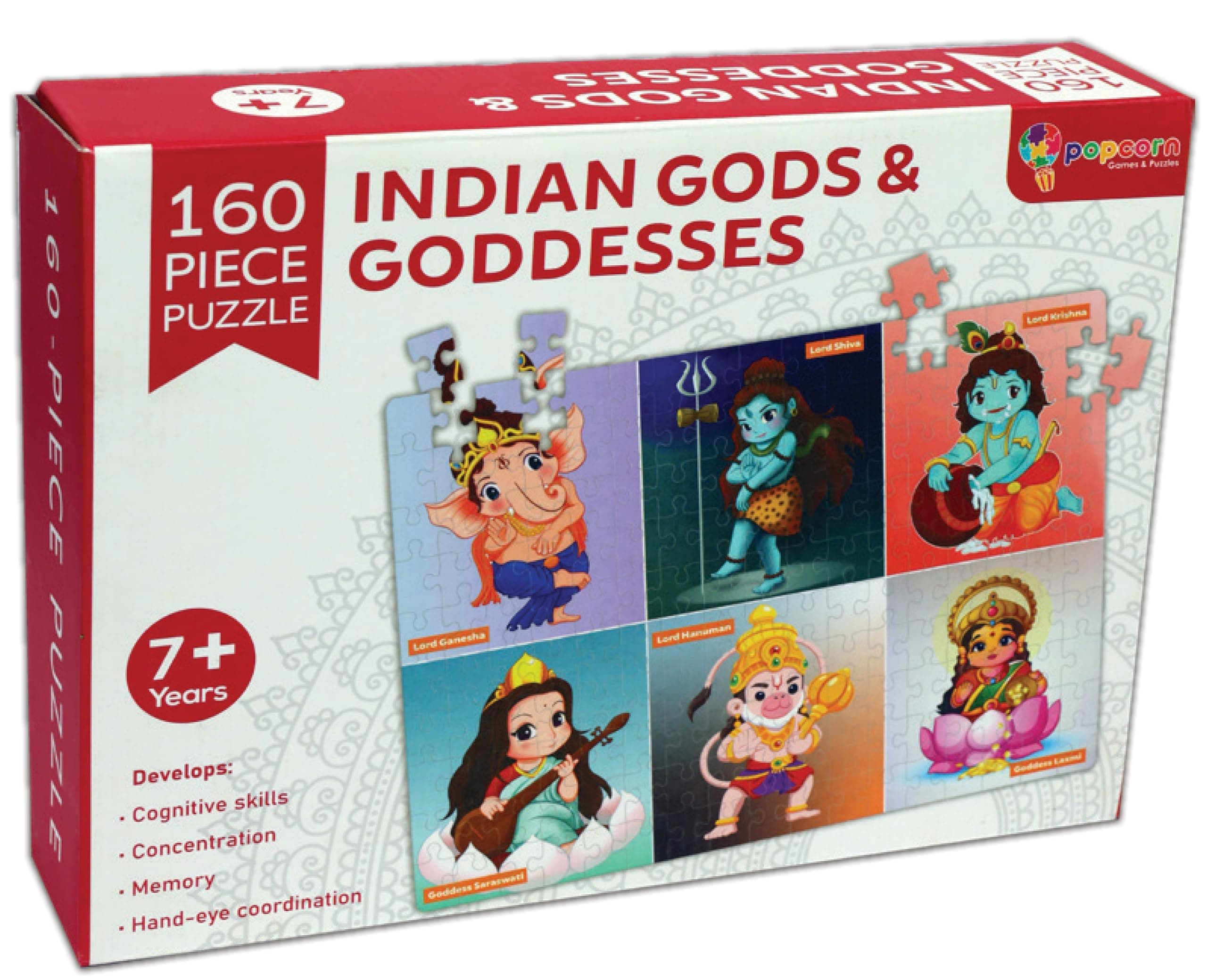 Popcorn Games & Puzzles 160 Piece Puzzles for Kids | Indian God & Goddesses Jigsaw Puzzle Game for 7+ Years Old Children | Improve Kid Knowledge and Concertation