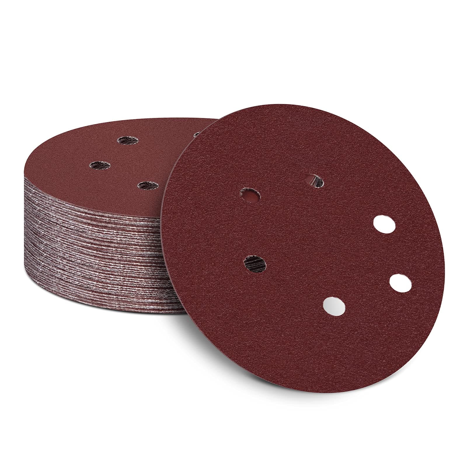 150mm Sanding Discs 60 Grit Sandpaper Sheet, 50Pcs Orbital Sander Discs Hook and Loop, 150mm Sanding Pads for Random Orbital Sander(6 Inch, 6 Holes)