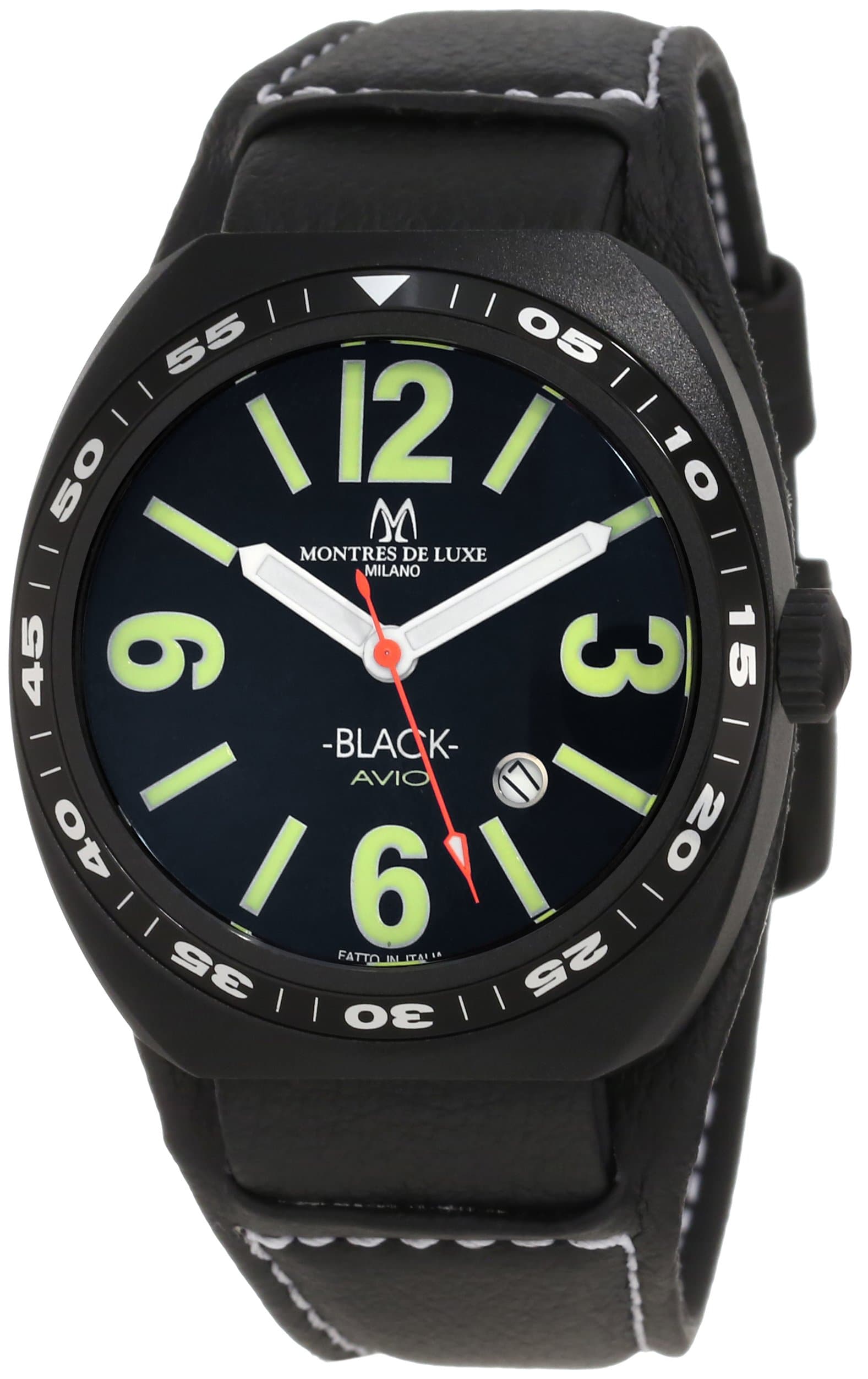 Montres De Luxe Men's AVI-40-QZ-N/G-C Avio Black Quartz Black Dial Watch