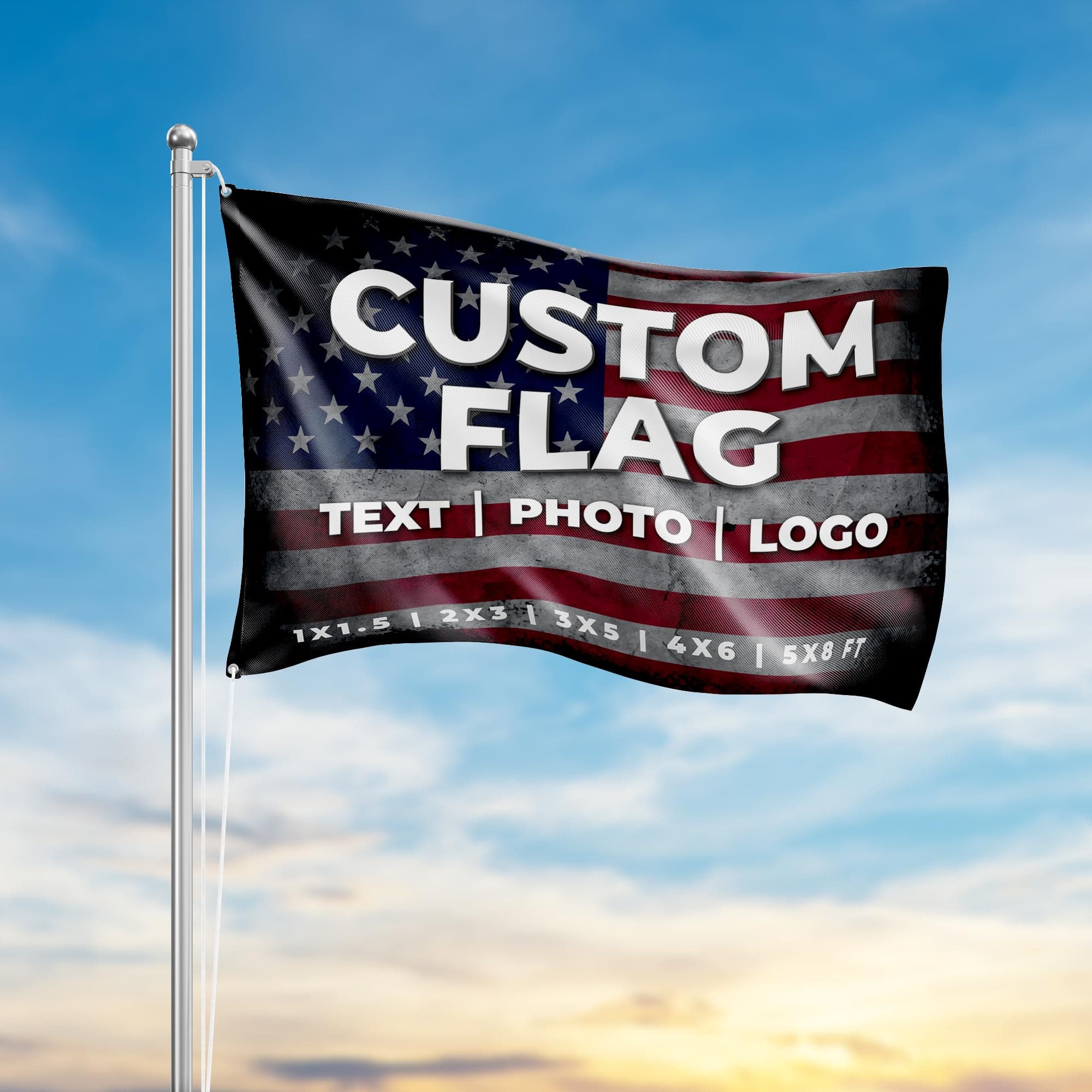 Custom Flag by DreamController 1'x1.5' to 5'x8' with Business Logo, Image or Text | Personalized Outdoor Flags Banner with Grommets for Advertising, Events | Made in USA | Fast delivery | HD Print