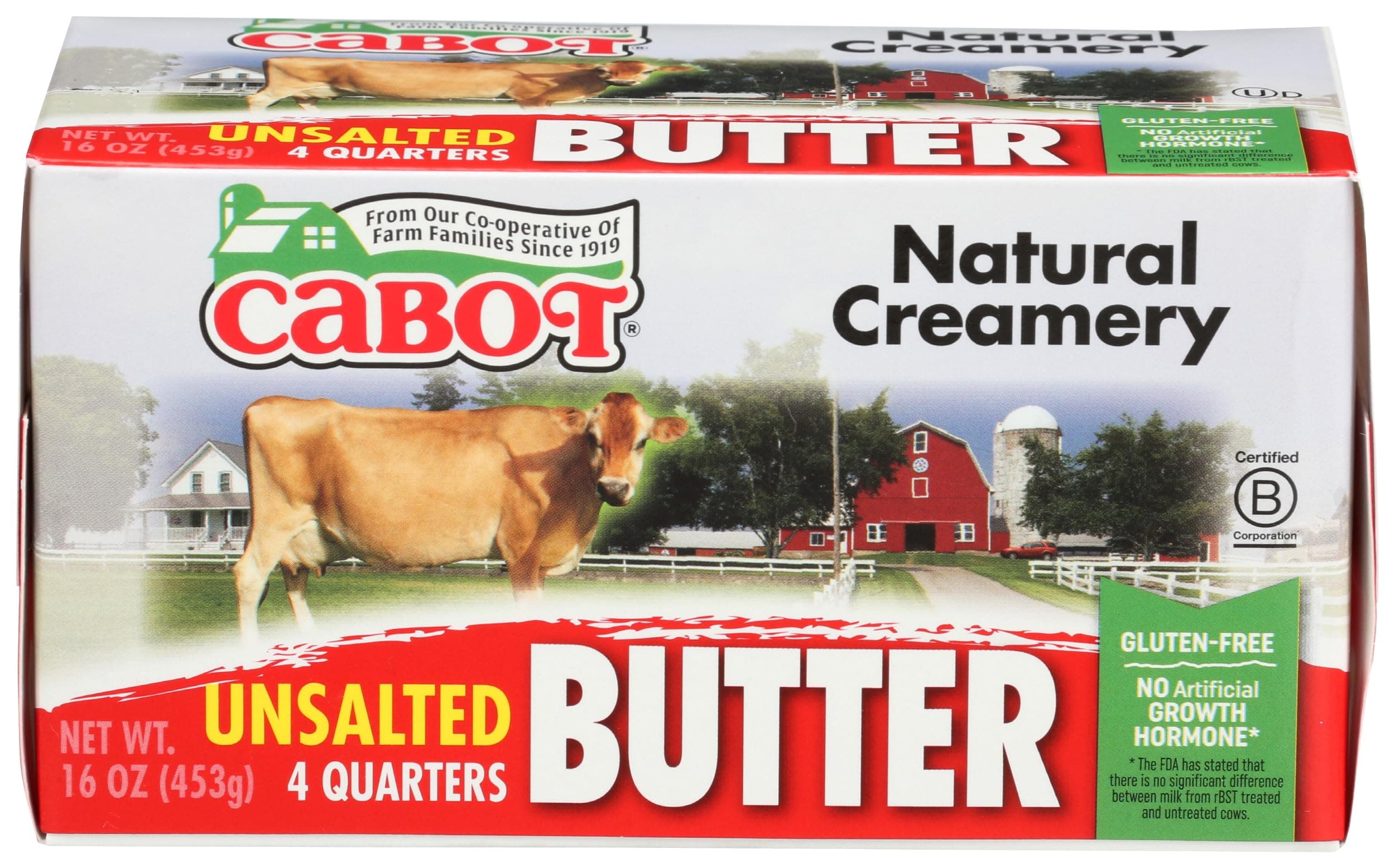 Cabot Creamery Unsalted Butter Sticks 1 lb
