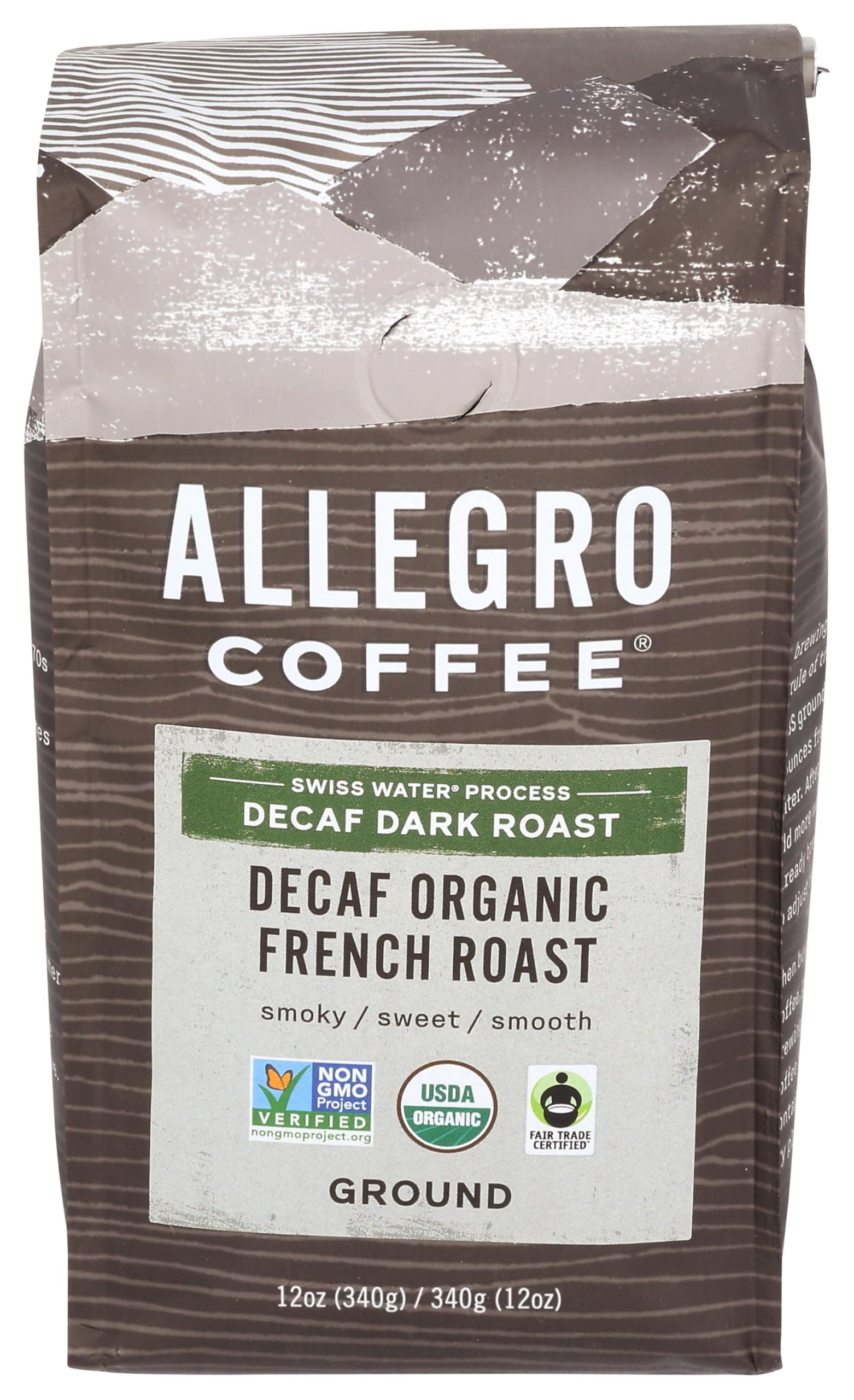 Decaf Organic French Roast Ground Coffee, 12 oz (Pack of 1)