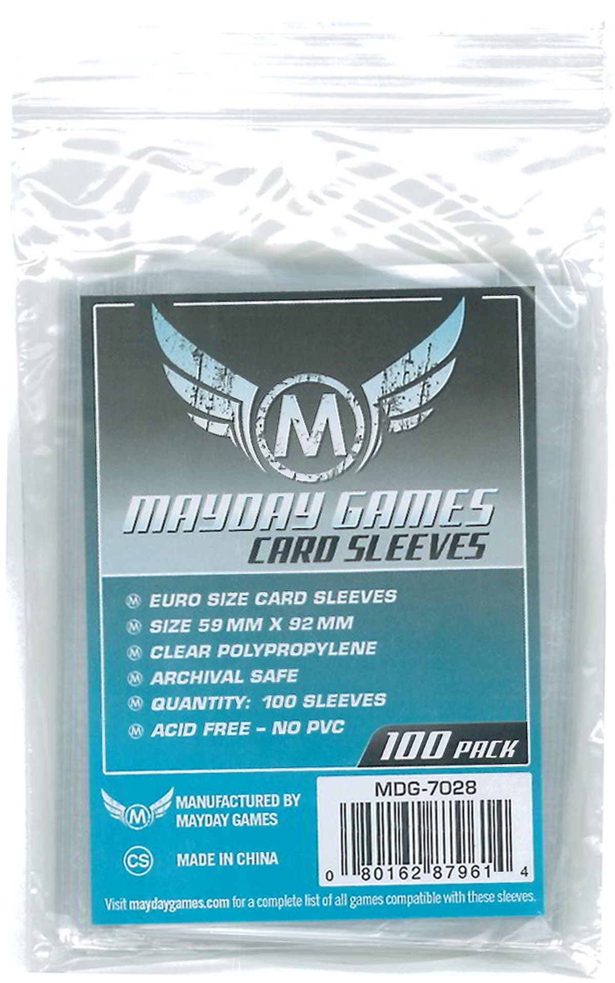 Mayday Games 59 x 92 mm SLEEVES Euro Card Game (Pack of 100)