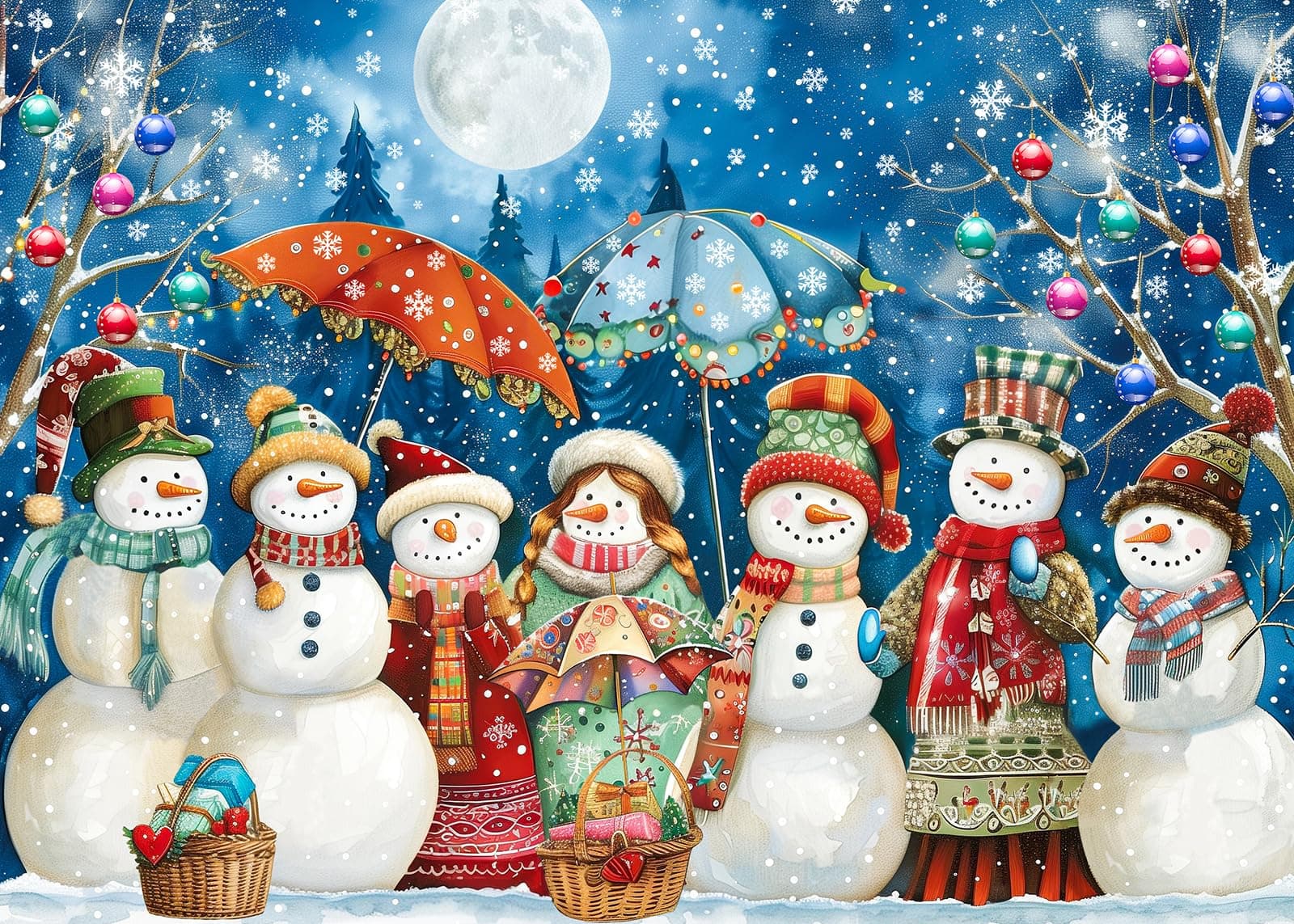 1000 Piece Puzzle for Adults, Christmas Snowman Puzzles 1000 Pieces, Snowy Ni...