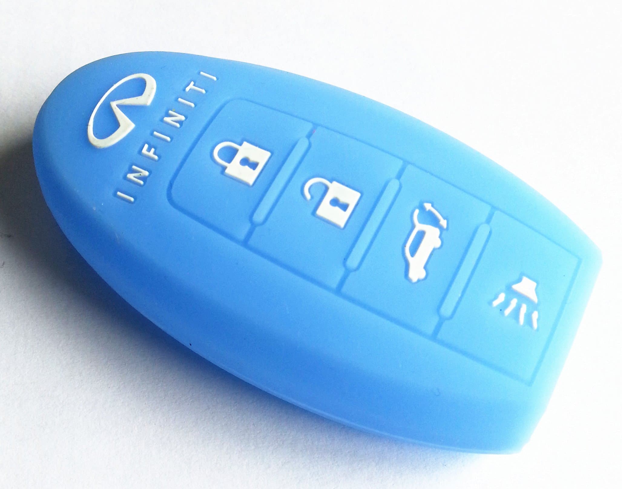 Protecting Bag Silicone key Case Cover For 4 Buttons Infiniti Smart Key Case Shell G series G37 JX35 Q series Q50 Q60S Q70L QX EX FX M series (blue)