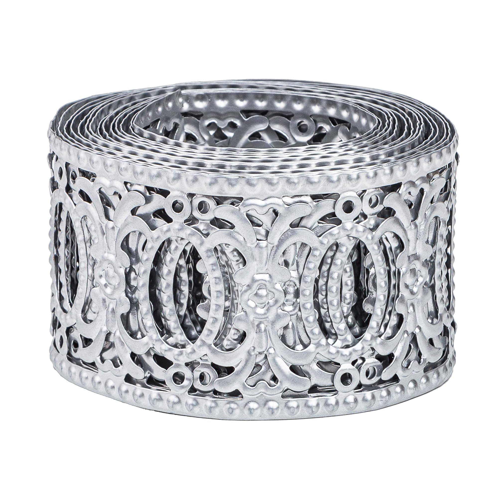 CraftyCrocodile Metal Ribbon for Decor Craft - Decorative Silver Trim for Crafting - 2" x 3 Yards Long