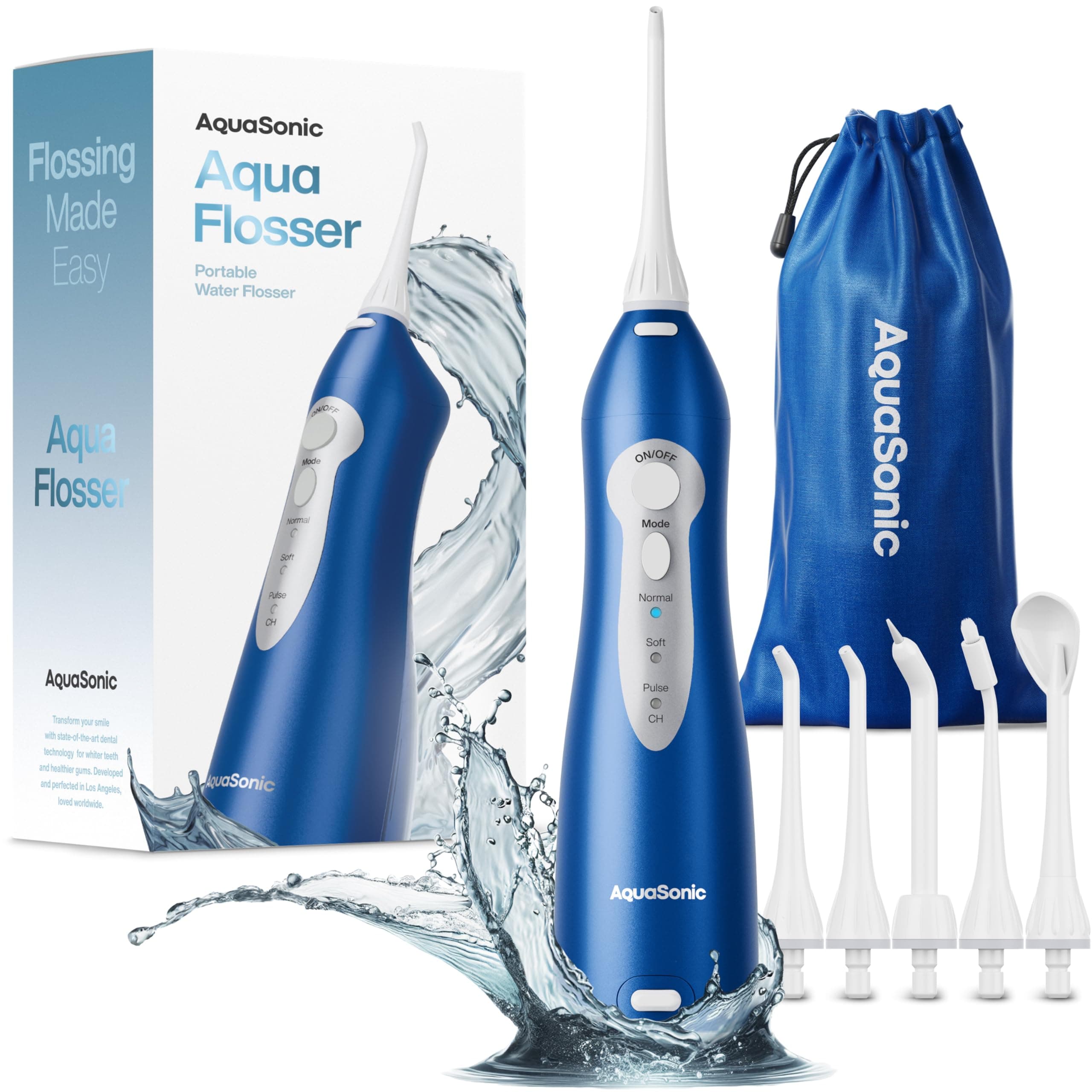 Aqua Flosser - Cordless Rechargeable Water Flosser for Teeth - Waterproof, Portable Oral Irrigator for Dental Cleaning with 5 Jet Tips – Braces Home Travel