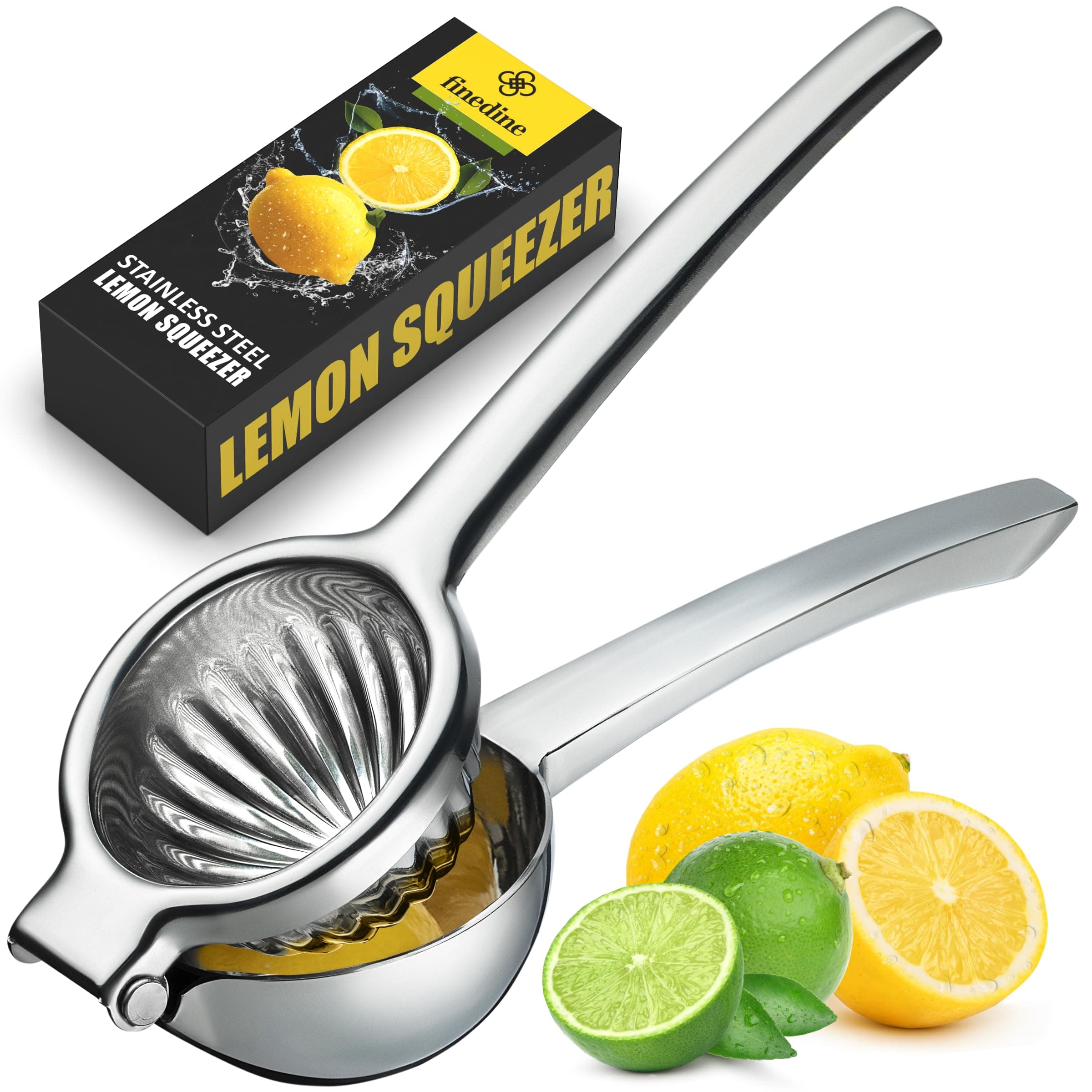 Premium Lemon Squeezer Stainless Steel - Heavy Duty Lime Squeezer, Lemon Juicer Manual With Comfortable Handle For Extracting All Juice Possible - Hand Citrus Juicer