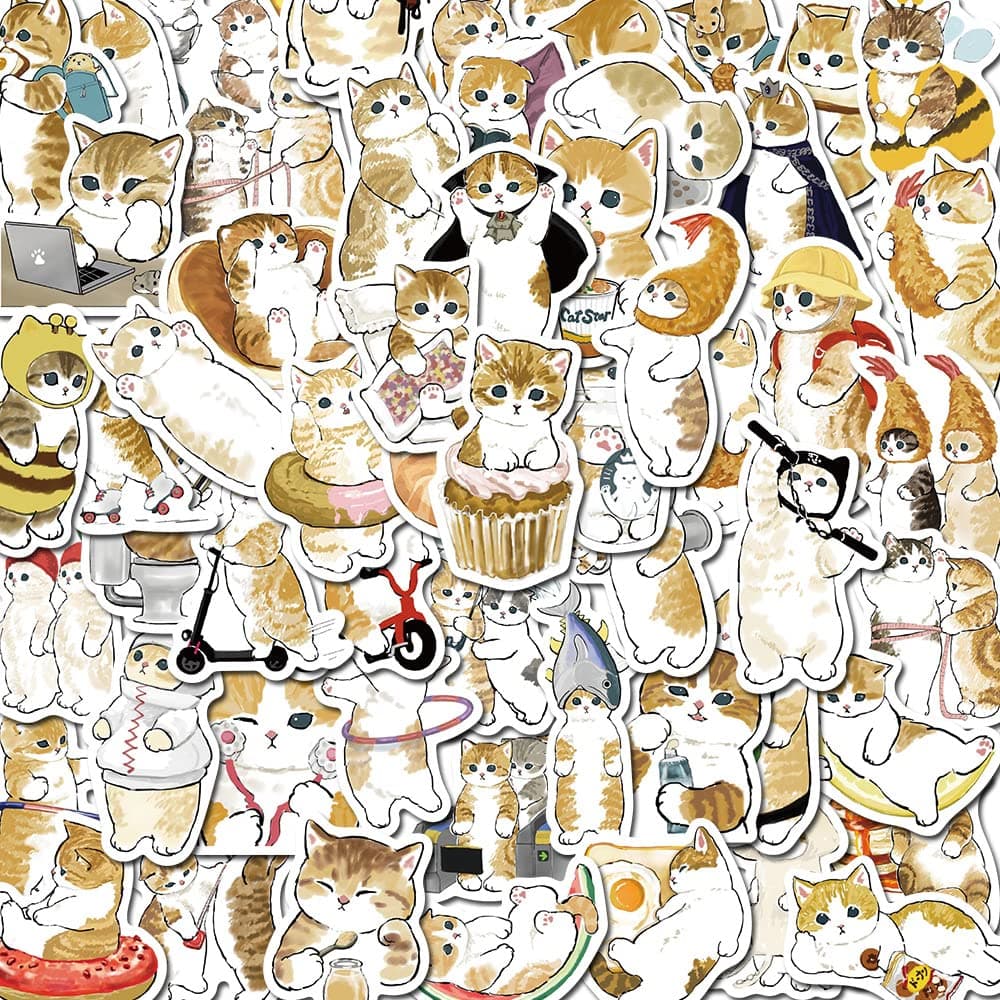 Bcrafene100PCS Cat Stickers for Water Bottles,Cat Aesthetic Stickers Gift for Kids and Teens,Vinyl Waterproof Kitten Decals for Laptop Phone Luggage Skateboard