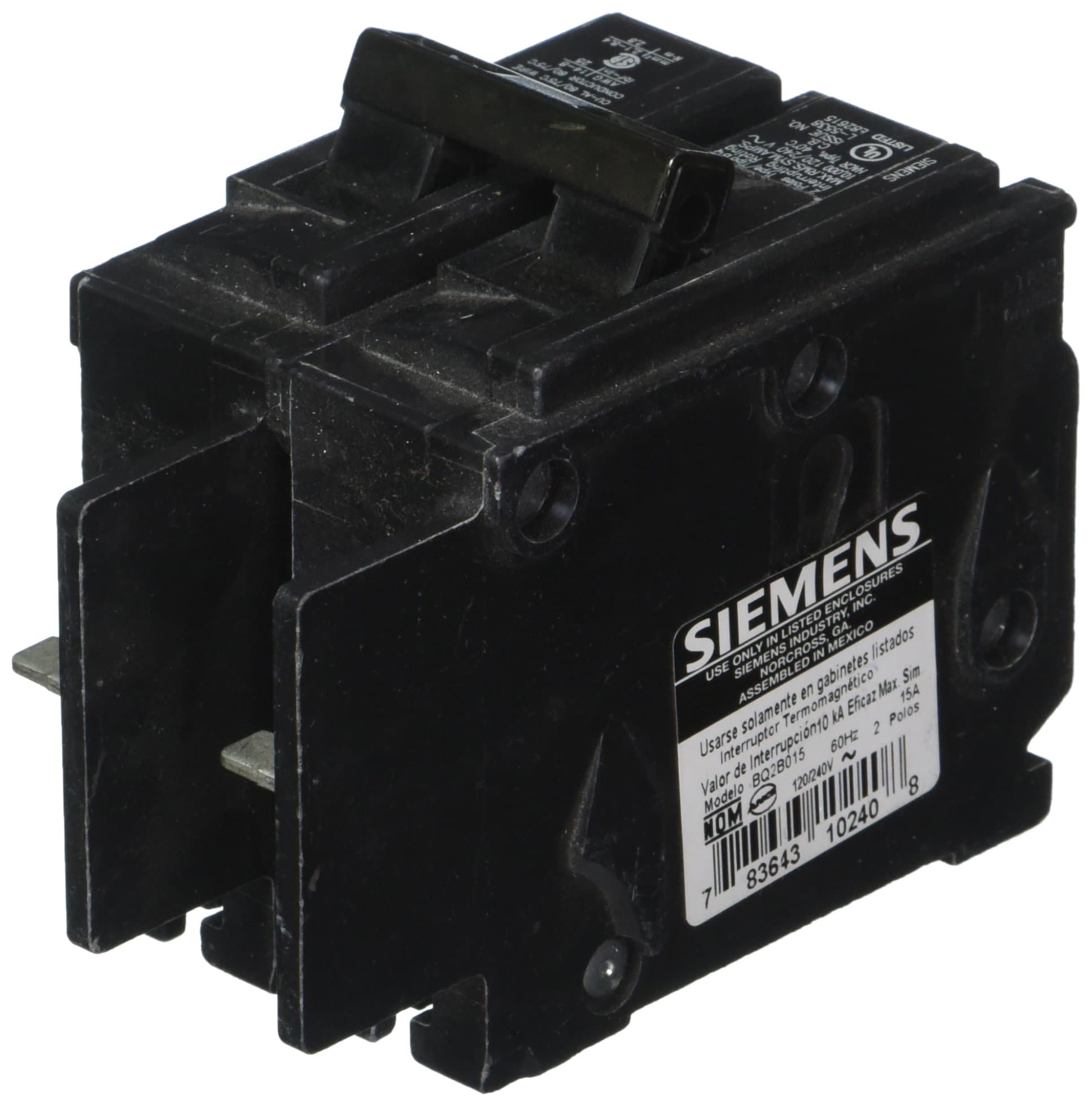 SIEMENSSIEMENS BQ2B015 15-Amp Double Pole 120/240-Volt 10KAIC Lug Out Breaker, COLOR