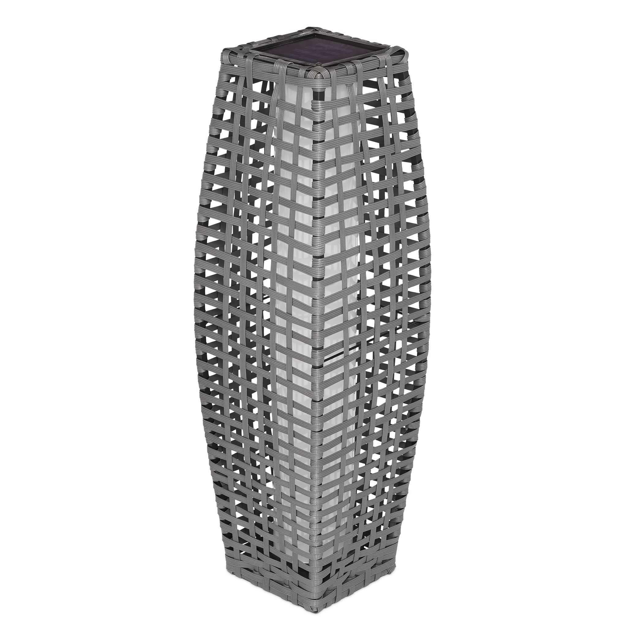 Grey Sorrento Weatherproof Rattan Solar Lamp, 25 LED Garden Floor Lamp 69cm high, freestanding Suitable for Garden, Balcony, Pathways & Terrace - Outdoor Light, Garden Light