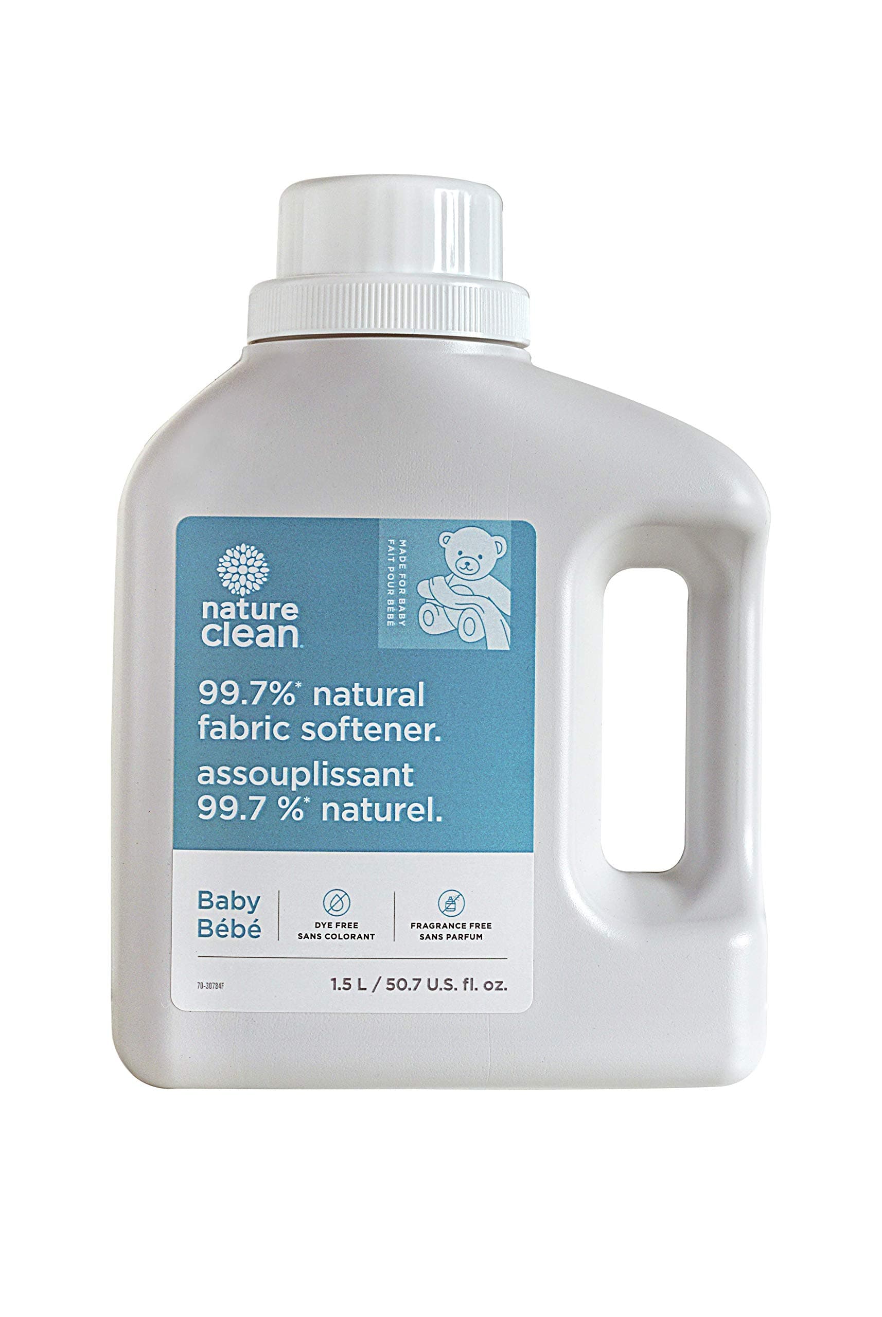 NATURE CLEAN Baby Fabric Softener Fragrance-Free, 50.7 Fluid Ounce, Fragrance Free, Hypoallergenic, Safe for Infant Clothes, White