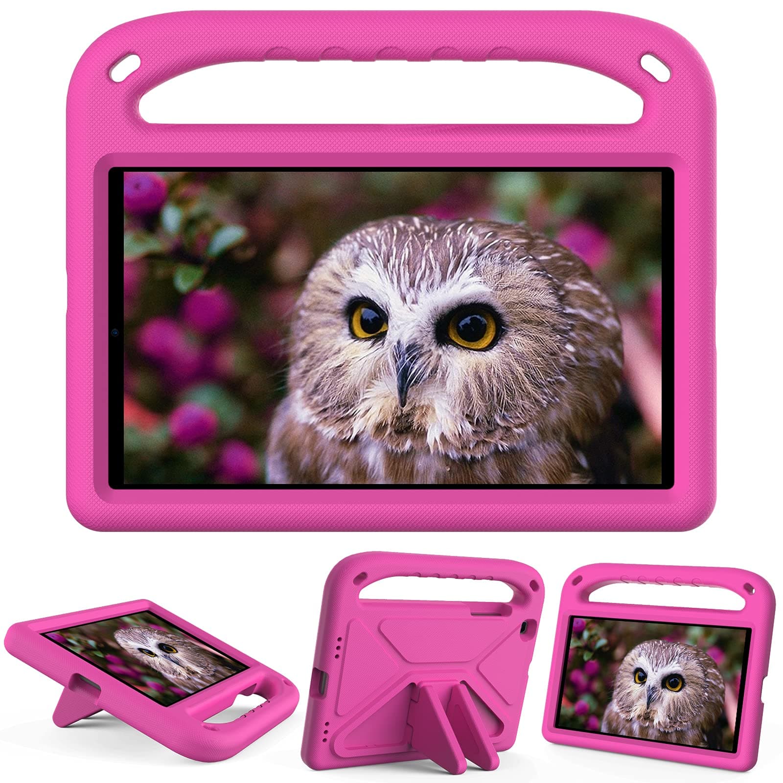 For Samsung Galaxy Tab A 8.0 inch 2019 SM-T290/T295 Tablet Case for Kids Friendly Lightweight Shockproof Cover with Handle Stand Tablet Rose Red