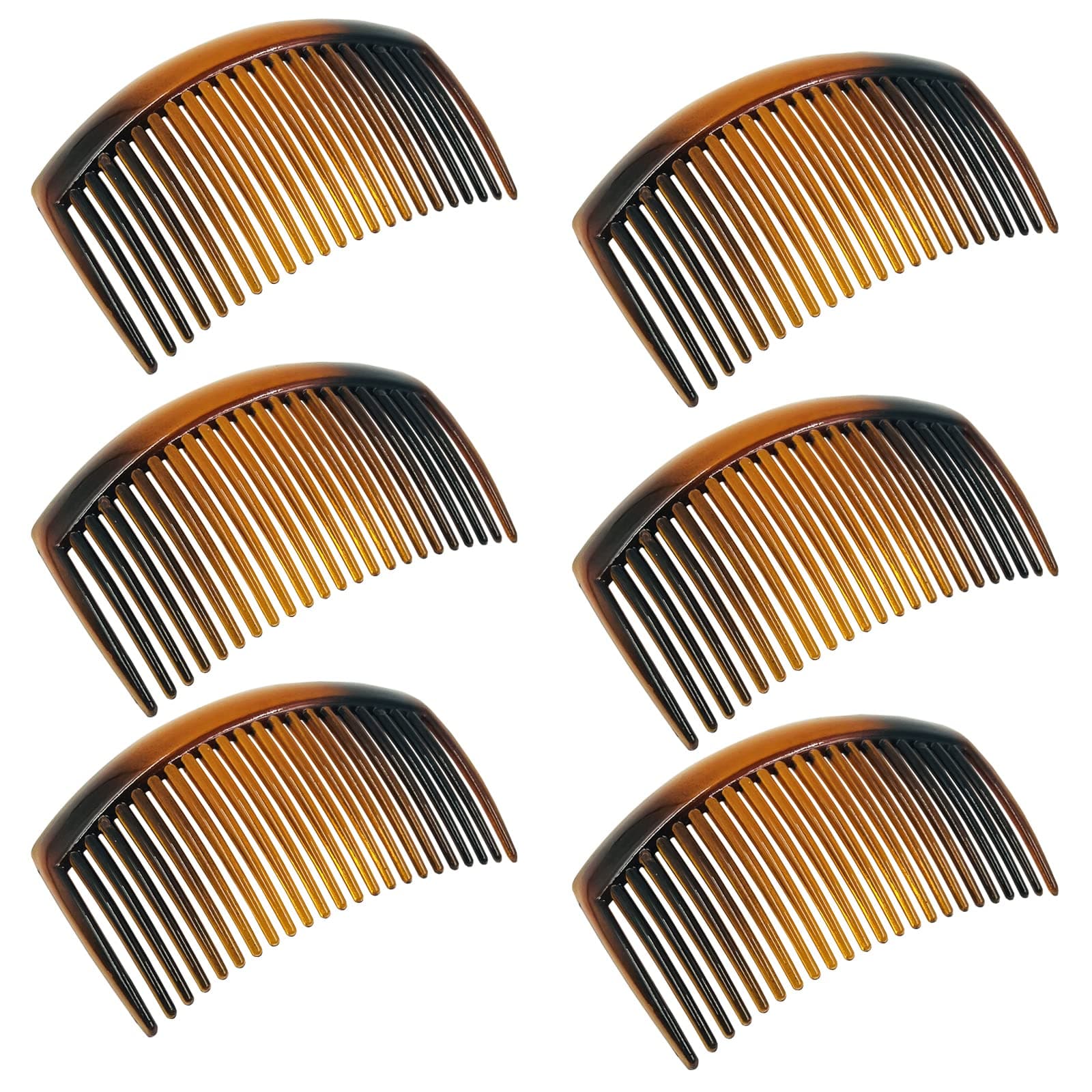 6 Pieces Plastic Side Hair Twist Comb French Twist Comb Hair Clips with Teeth, Curved Tortoise Shell Decorative Hair Combs (23 Teeth)