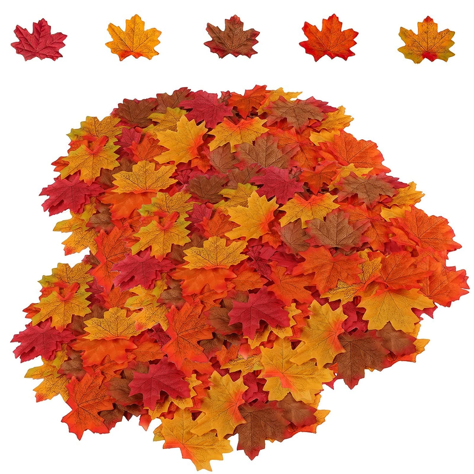 HENMI 500PCS Artificial Maple Leaves 5 Assorted Mixed Fake Fall Maple Leaf Lifelike Looking Silk Autumn Leaf Garland for Halloween Fall Decor Party Festival Thanksgiving Table Decorations…Global Recycled StandardGlobal Recycled StandardGlobal Recycled Standard