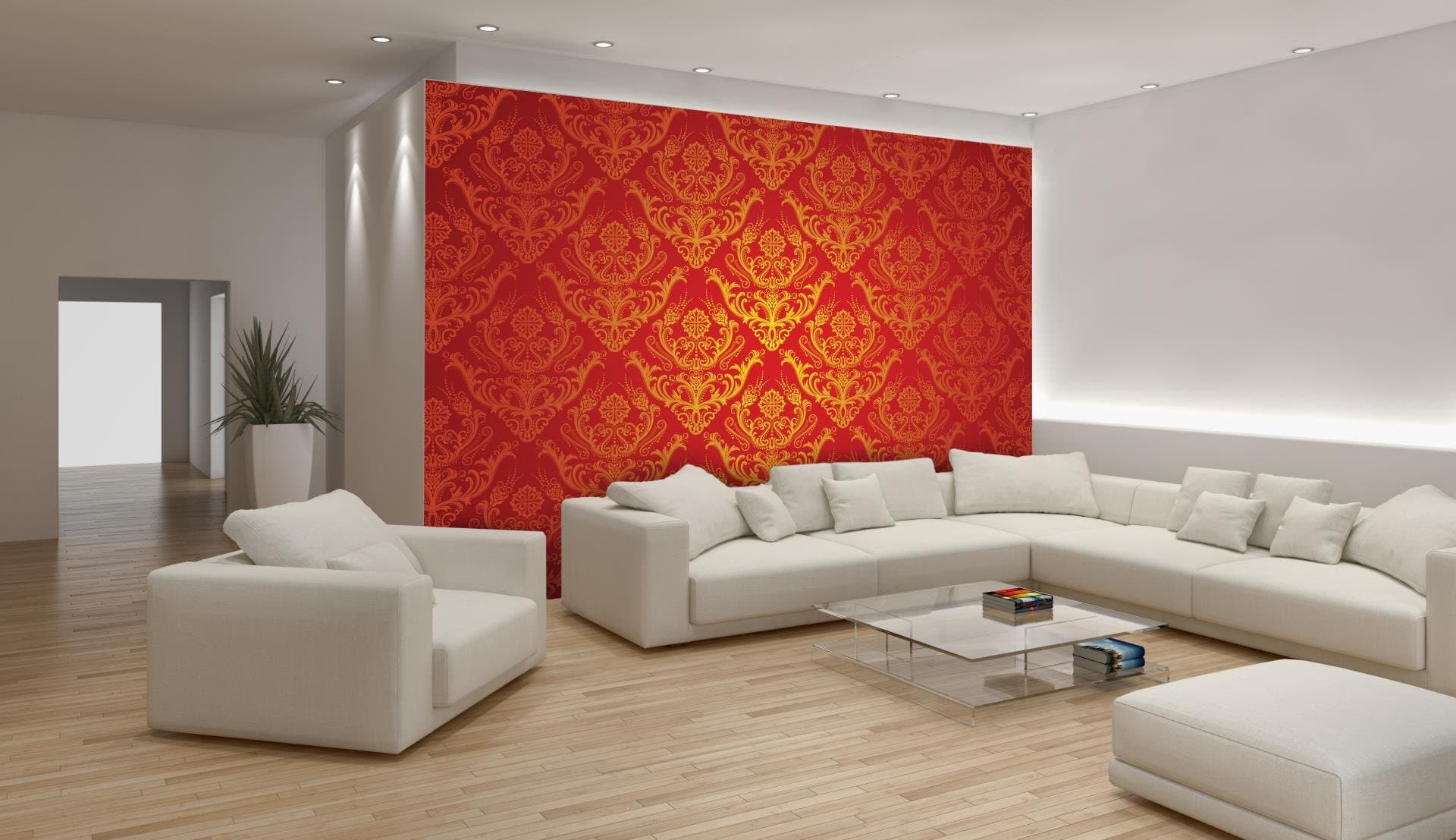 Red Royal Pattern Wallpaper Mural