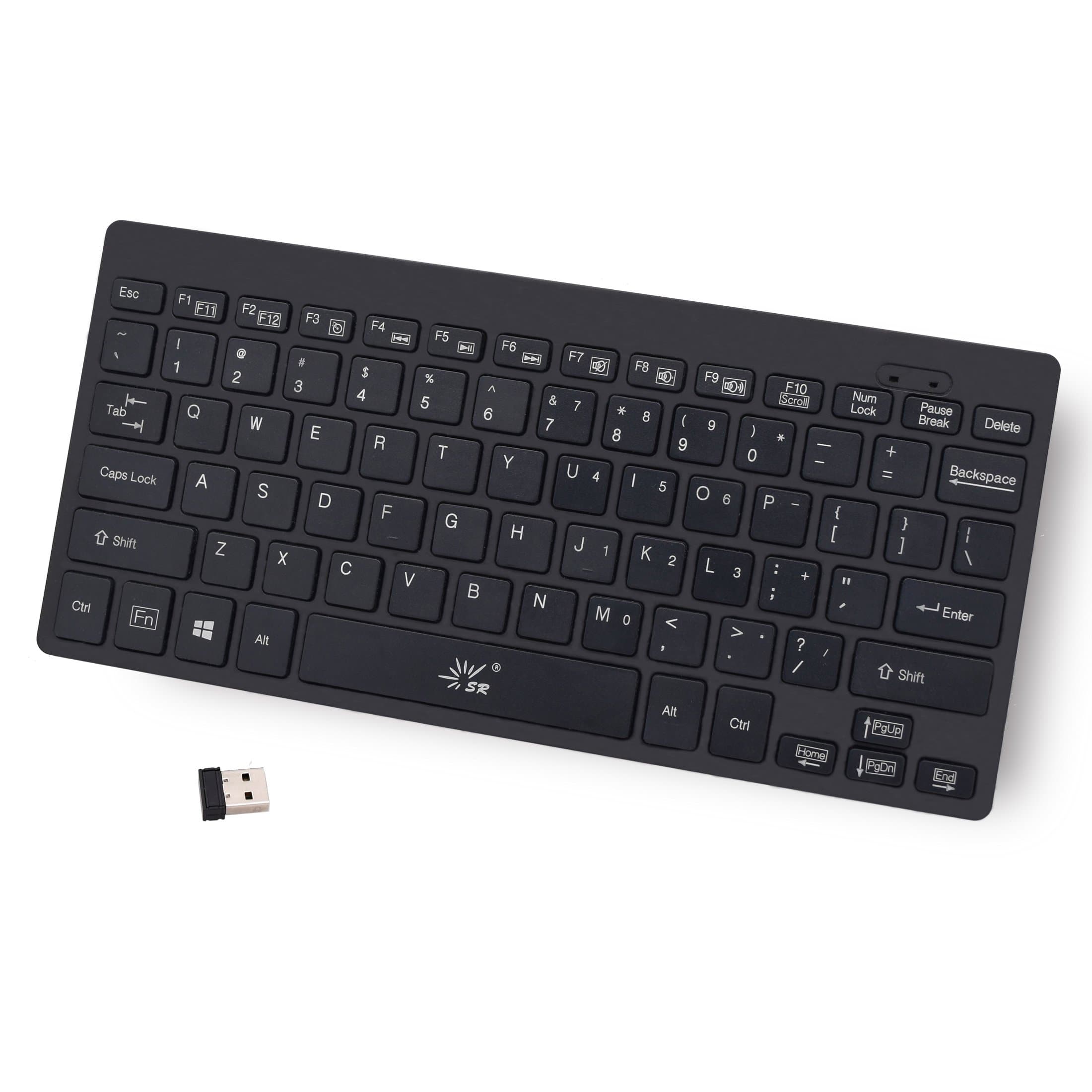 Mini Keyboard 2.4G Wireless Thin Light 78 Keys USB Multimedia Small for Pc Computer Laptop (Black)