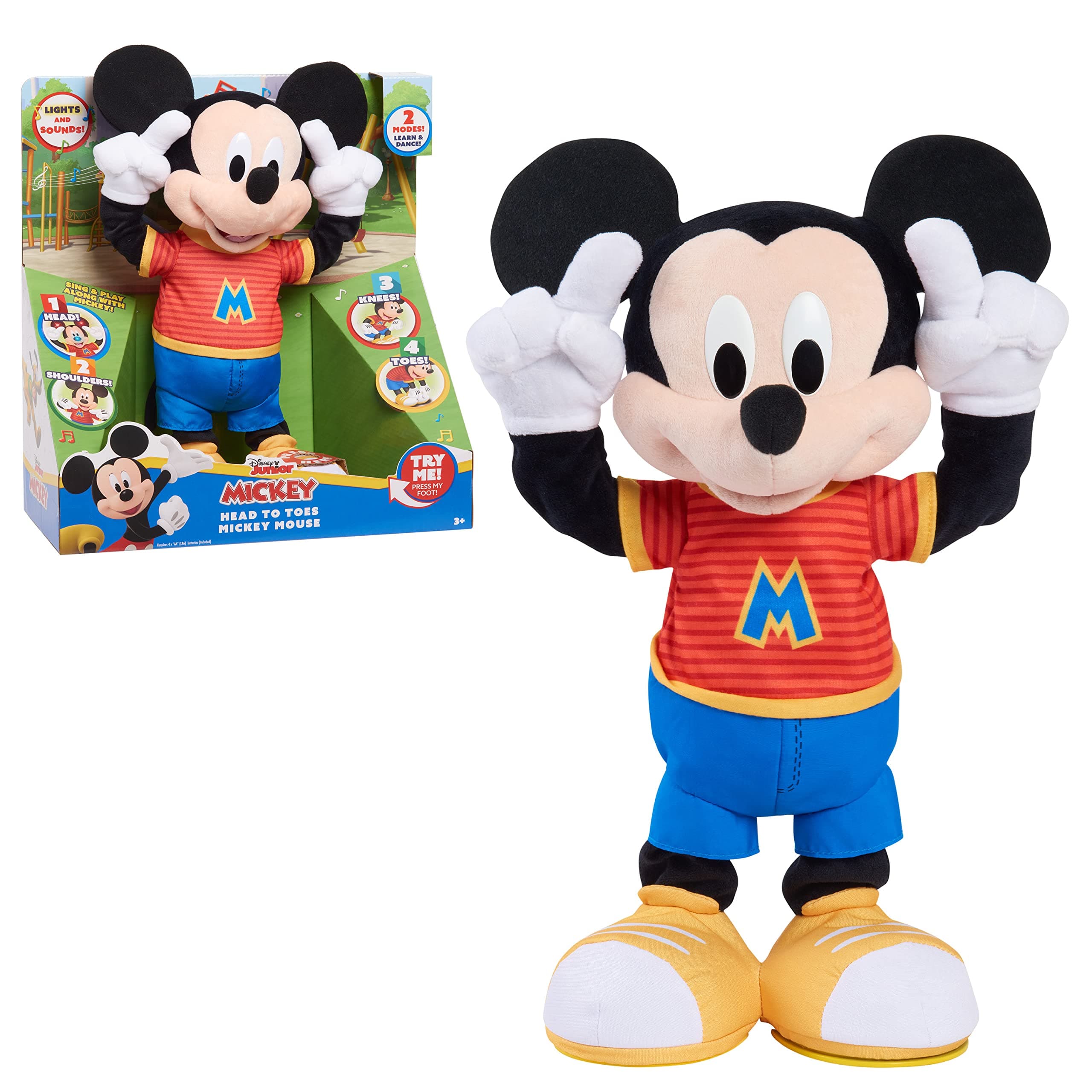 Junior Mickey Mouse Head to Toes Plush with Motion, Sounds, Phrases, Officially Licensed Kids Toys for Ages 3 Up by Just Play