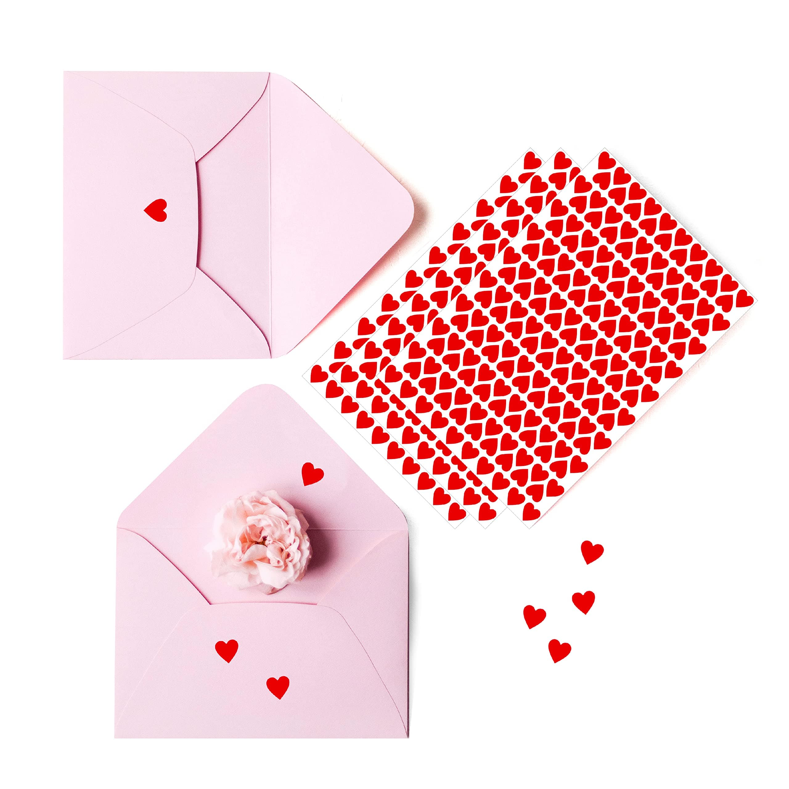 Hebayy 1810 PCS Heart-Shaped Red Stickers, Permanent Love Labels on 10 Sheets for Party Favors, Invitation Seals, Gift Packaging, Boxes and Bags (1/2” in Diameter)